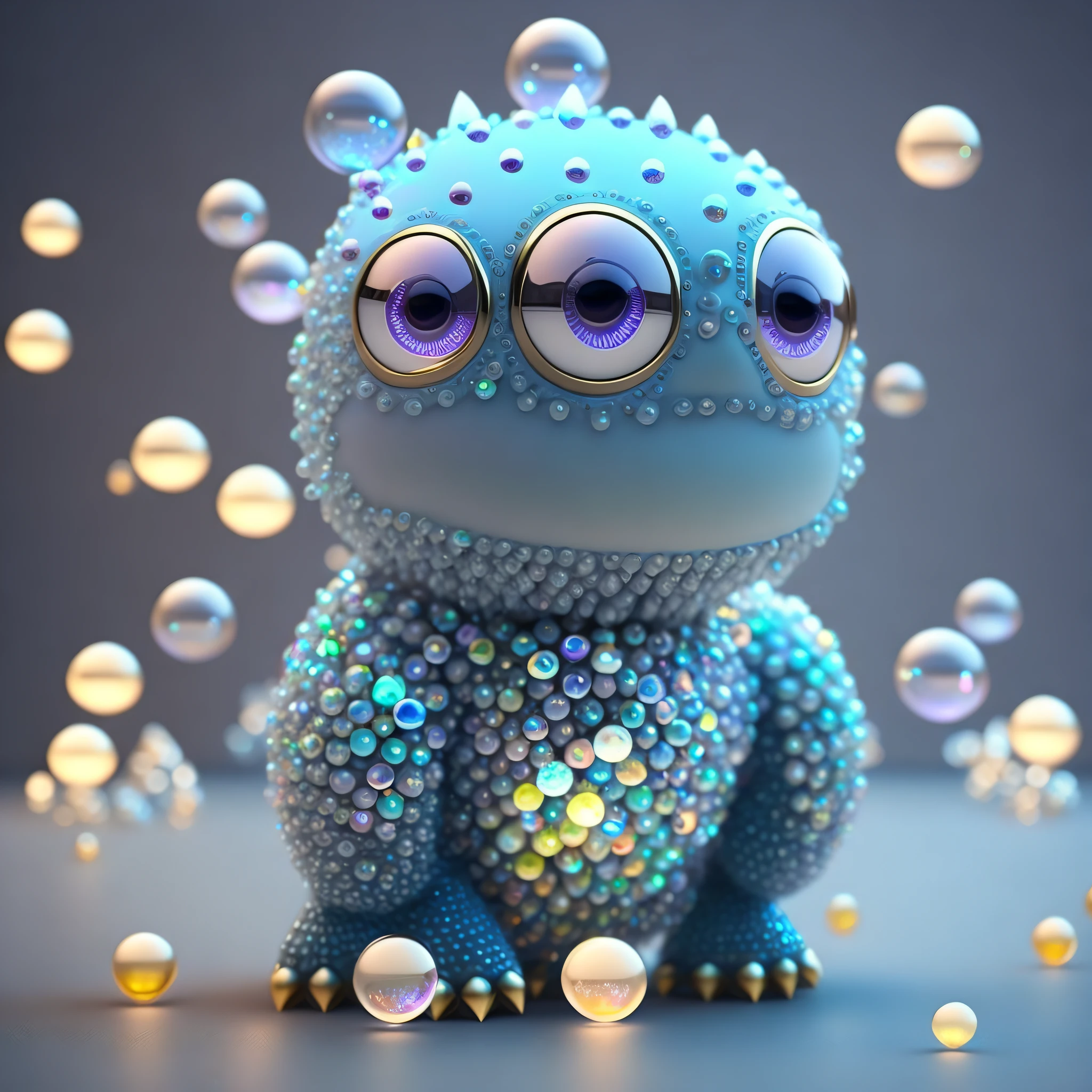 Photo of DivineStatue cute, cute little monster, made of crystal balls, highly detailed complex concept art trend with low-poly eyes artstation 8k, no background