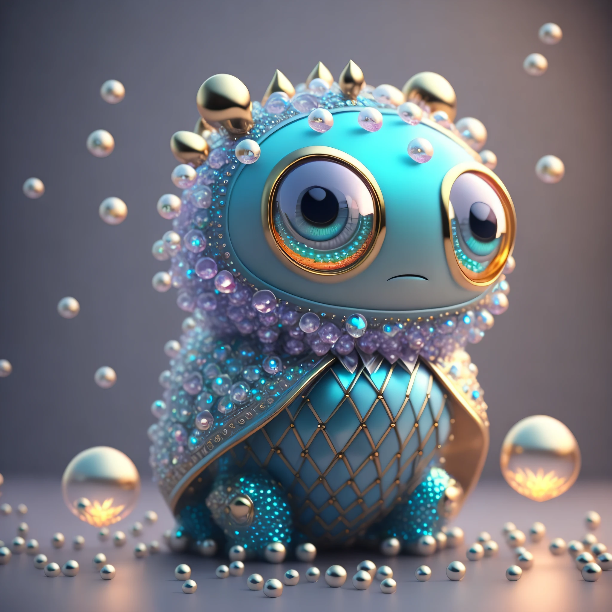 Photo of DivineStatue cute, cute little monster, made of crystal balls, highly detailed complex concept art trend with low-poly eyes artstation 8k, no background