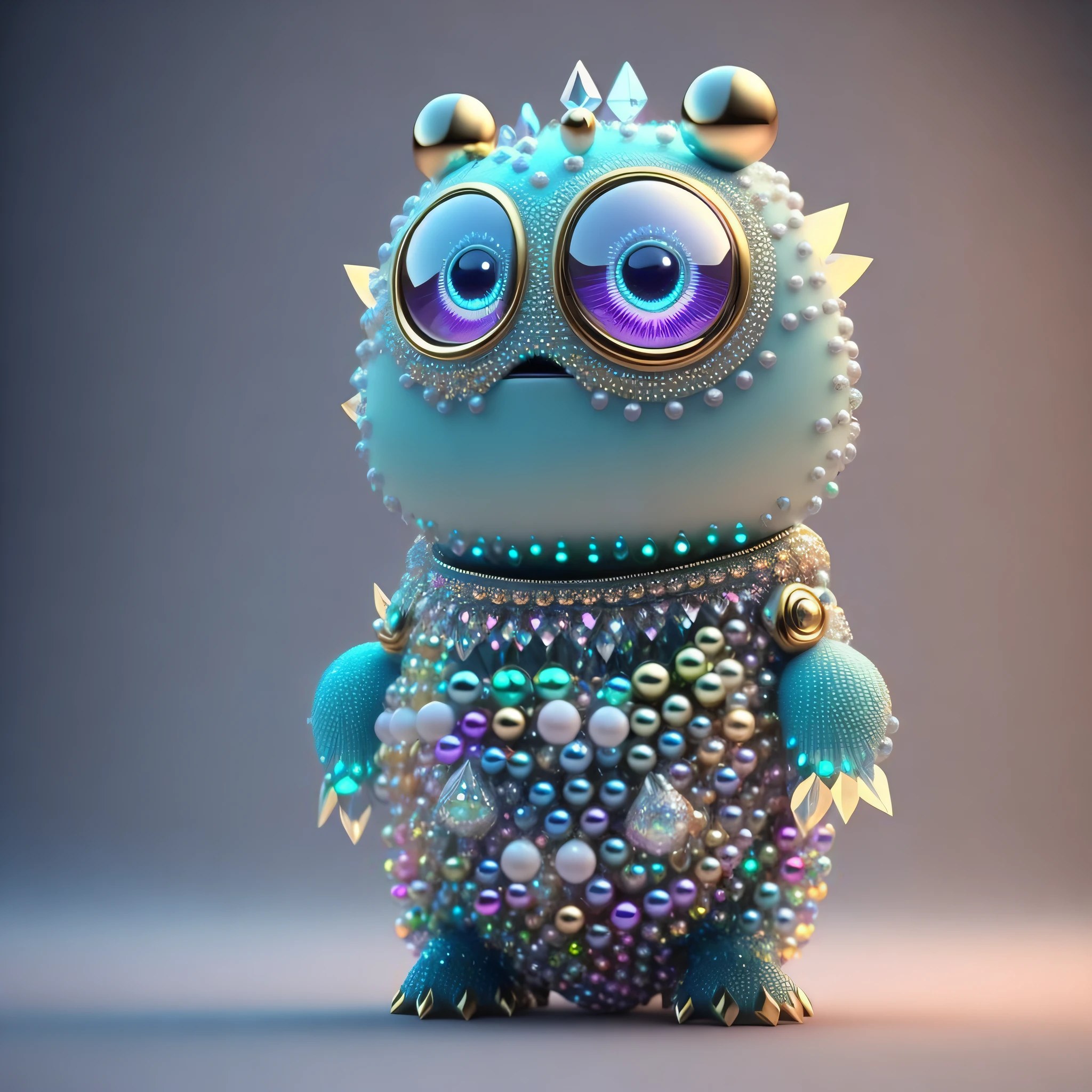 Photo of DivineStatue cute, cute little monster, made of crystal balls, highly detailed complex concept art trend with low-poly eyes artstation 8k, no background