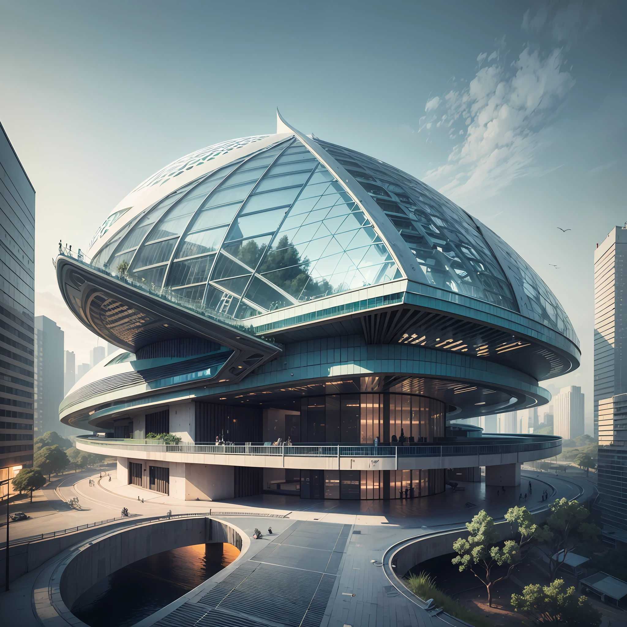 Futuristic utopian architecture --auto --s2