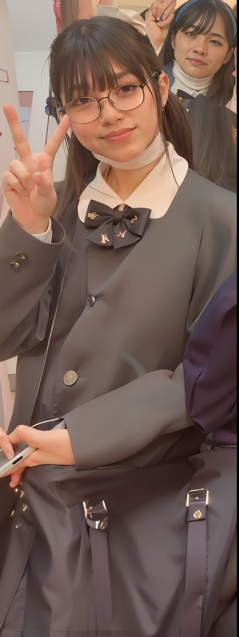 Woman in uniform holding mobile phone, ((wearing aristocrat robe)), wearing a black noble suit, JK Uniform, he is wearing a suit, taken in the early 2020s, wears a suit!, ✨🕌🌙, wearing collar, 👰 🏇 ❌ 🍃, profile image, formal clothes, tailcoat, Seifuku,swim wears,swim wears,swim wears
