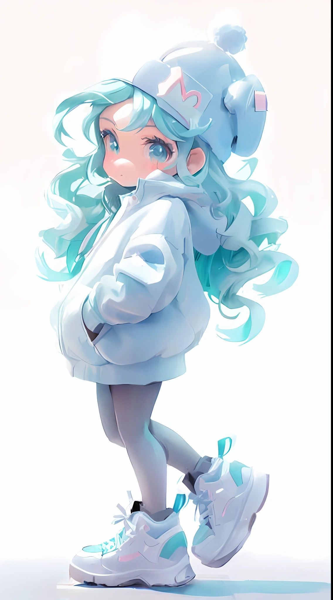Close-up of a man in blue and hat, Stylized anime, anime styled 3d, lovely art style, render of a cute 3d anime girl, small curvaceous loli, trending on cgstation, cute character, made with anime painter studio, Anime girl with teal hair, Anime Stylization, trending on artstation pixiv