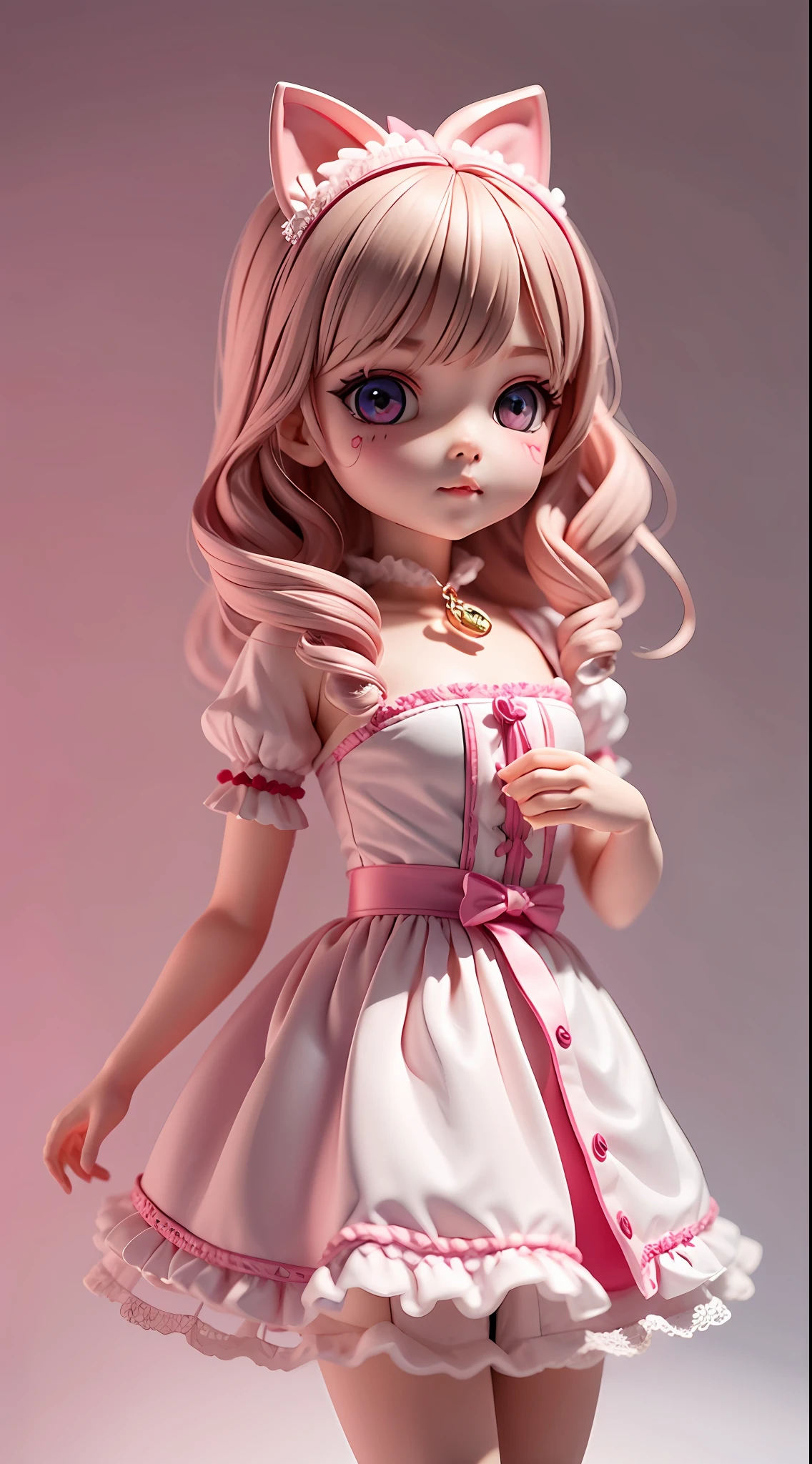 high high quality，tmasterpiece，tmasterpiece，Delicate facial features，Delicate hair，Delicate eyes，Delicate colored hair，4k画质，Brilliant light and shadow，Delphine girls，Pink loli，Ancient Witz artwork in the style of spherical joint doll，render of april，dollfie dream，Cat doll play，Cute maid dress，toy bear，Pink icon，Guvez style，dollpunk，（Delicate facial portrayal）（Fine hair depiction）（highest  quality）（Master masterpieces）（High degree of completion）（Bust）（a sense of atmosphere）