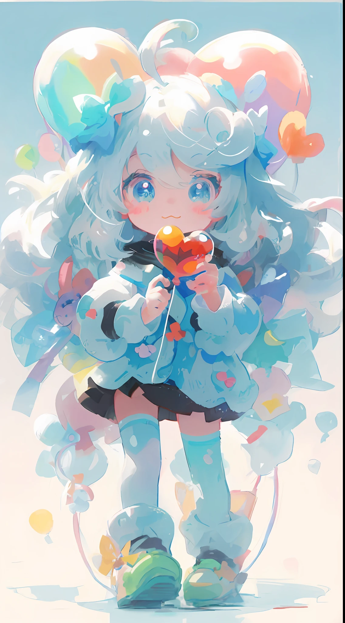 Close-up of cartoon characters with balloons and bows, lovely art style, Soft anime illustration, loish van baarle, Digital art on Pixiv, adorable digital art, Cute detailed digital art, anime visual of a cute girl, Splash art anime , cute kawaii girls, cute character, lovely digital painting, cute artwork, Stylized anime