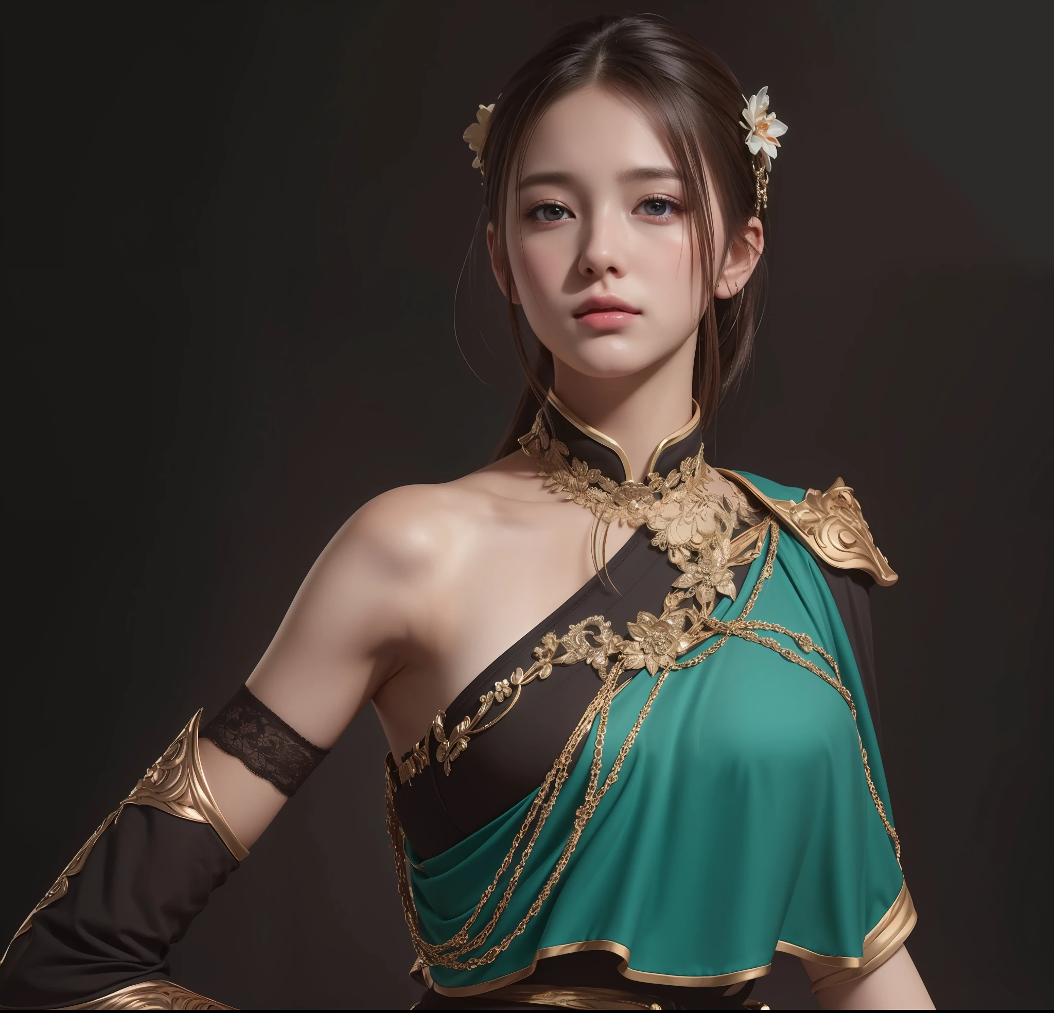 (nsfw:1.2), (masterpiece, best quality, extremely detailed 8k, ultra hd, ultra-detailed, highly detailed, highly realistic, ultra-realistic, photo realistic), (1girl:1.5), (detailed realistic skin), (realistic big breasts), slender abs, (closed mouth:1.4)