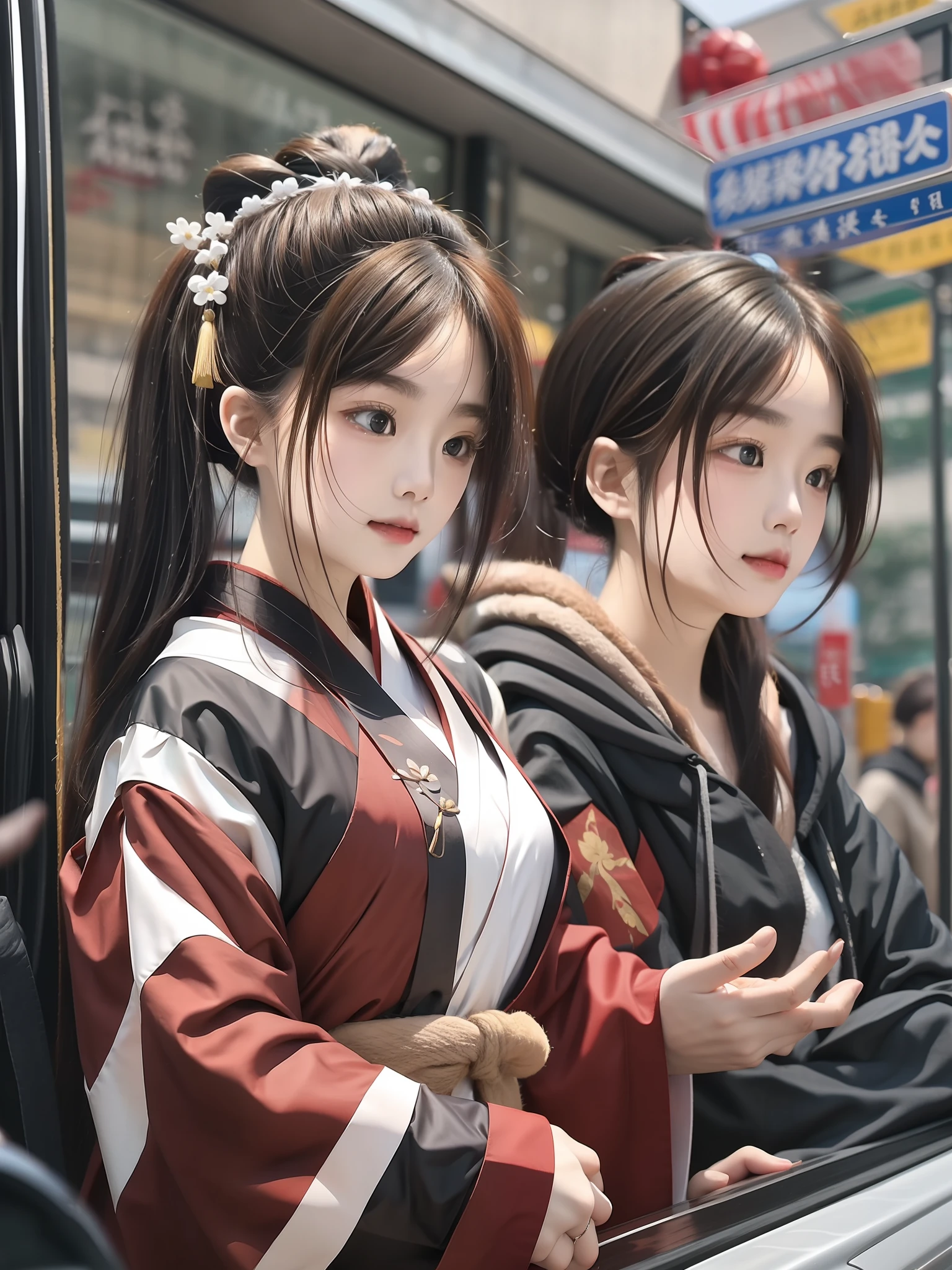 Chinese beauties wear Hanfu,Pray at Kannon Temple