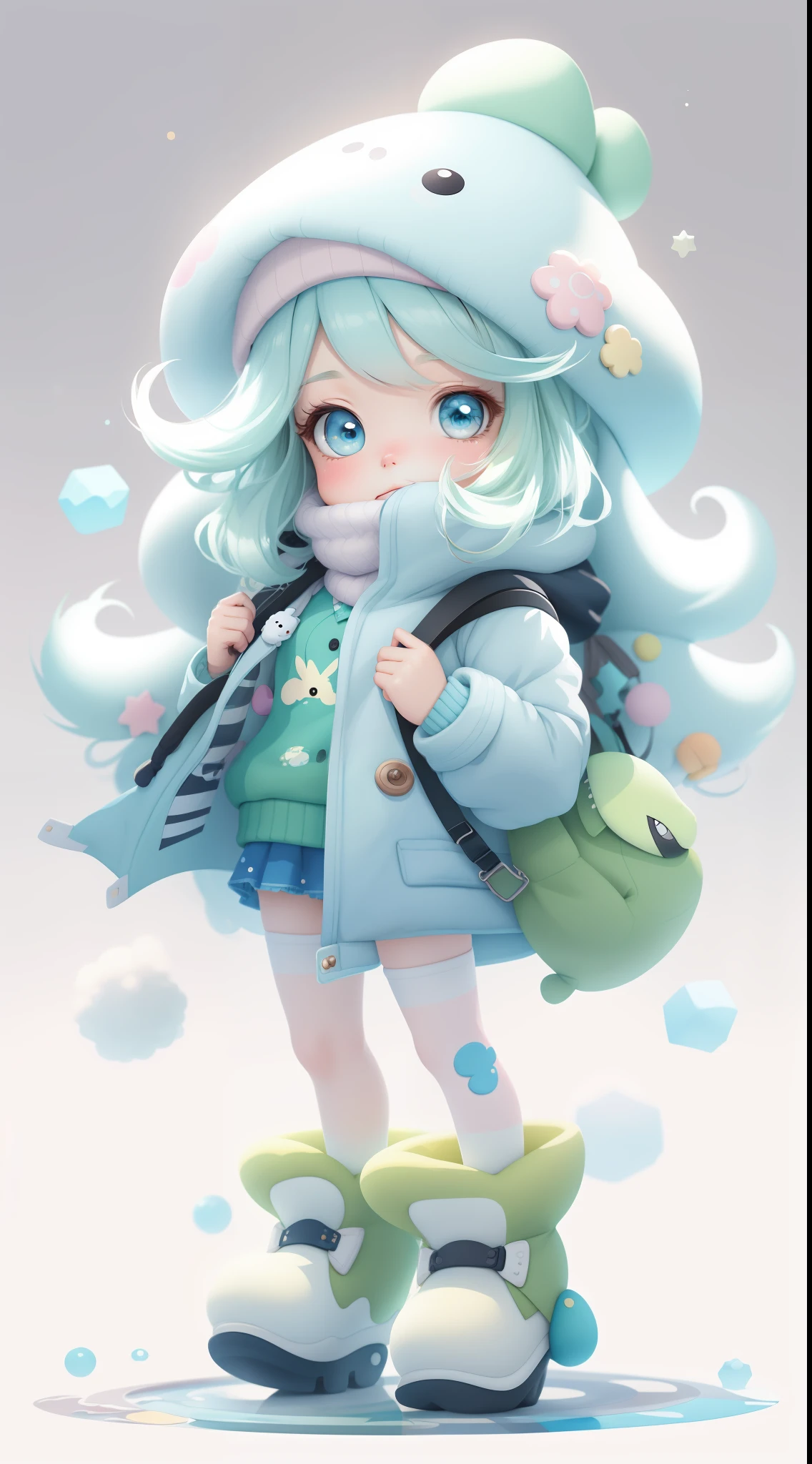 A cartoon girl in a hat and coat holds a stuffed animal, lovely art style, Cute detailed digital art, Loish et WLOP, adorable digital art, Soft anime illustration, Guviz-style artwork, lovely digital painting, Stylized anime, author:Ryan Yee, cute character, style of wlop, loish van baarle