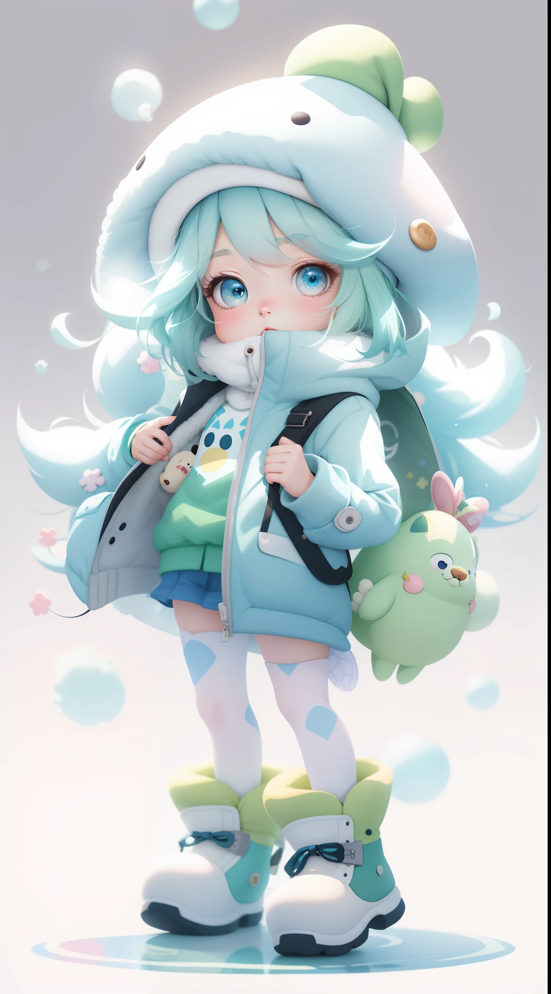 A cartoon girl in a hat and coat holds a stuffed animal, lovely art style, Cute detailed digital art, Loish et WLOP, adorable digital art, Soft anime illustration, Guviz-style artwork, lovely digital painting, Stylized anime, author：Ryan Yee, cute character, style of wlop, loish van baarle