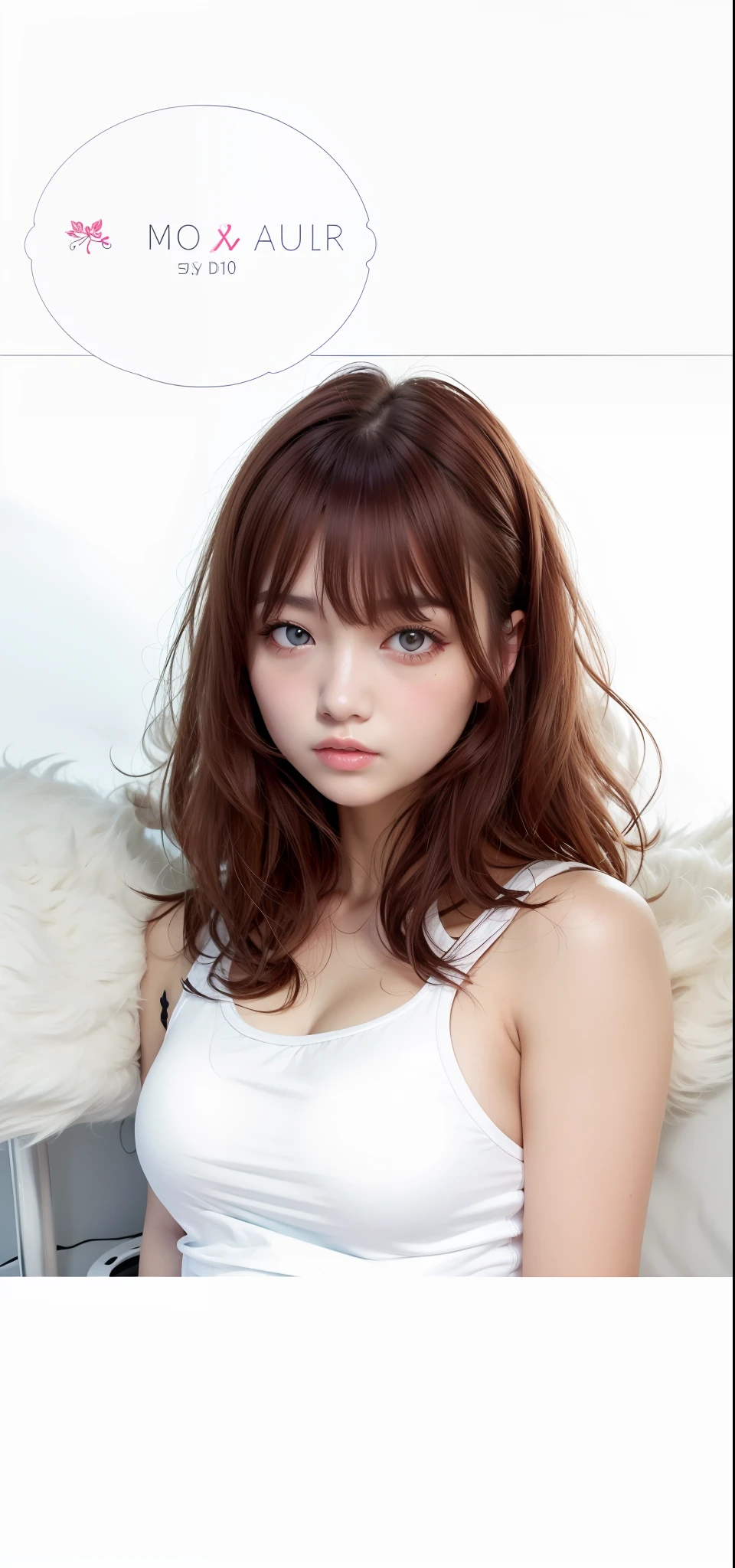 girl, Mina, verry beautiful, beautiful eyes, beautiful hair, red hair, white tank top, sexy body, realistic, ultra detail, 70mm lens,