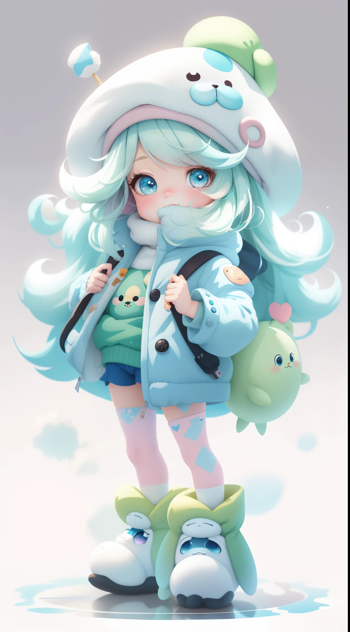A cartoon girl in a hat and coat holds a stuffed animal, lovely art style, Cute detailed digital art, Loish et WLOP, adorable digital art, Soft anime illustration, Guviz-style artwork, lovely digital painting, Stylized anime, author:Ryan Yee, cute character, style of wlop, loish van baarle