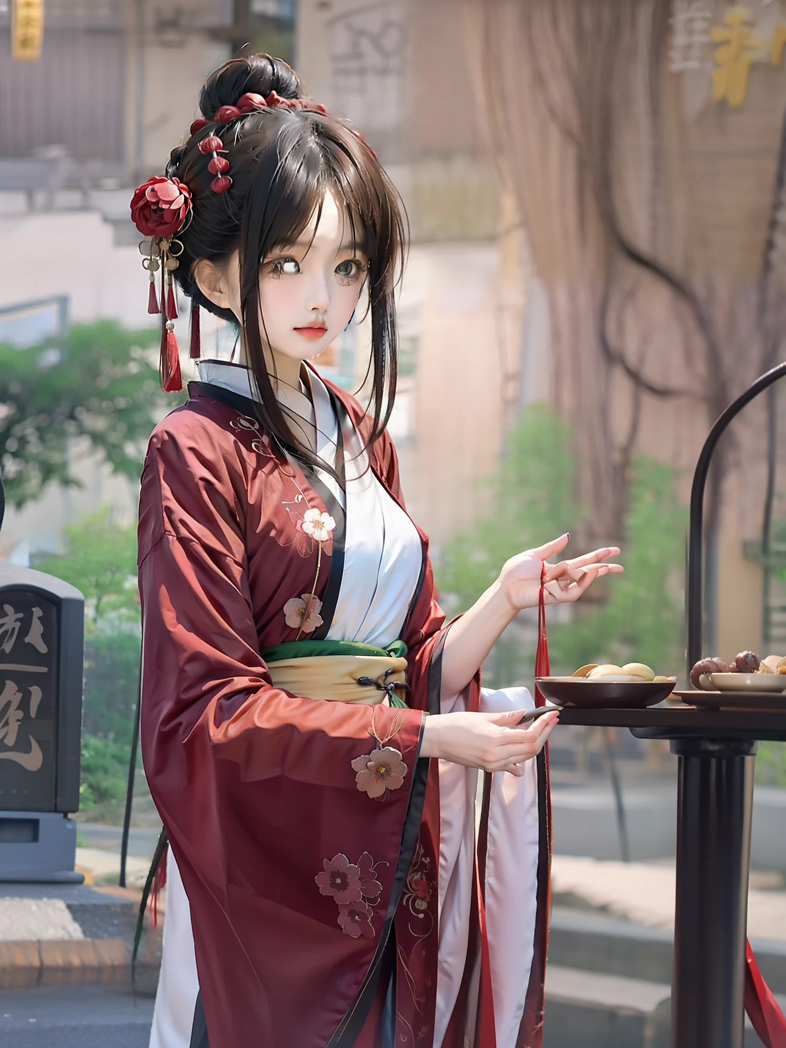 Chinese beauties wear Hanfu,Pray at Kannon Temple