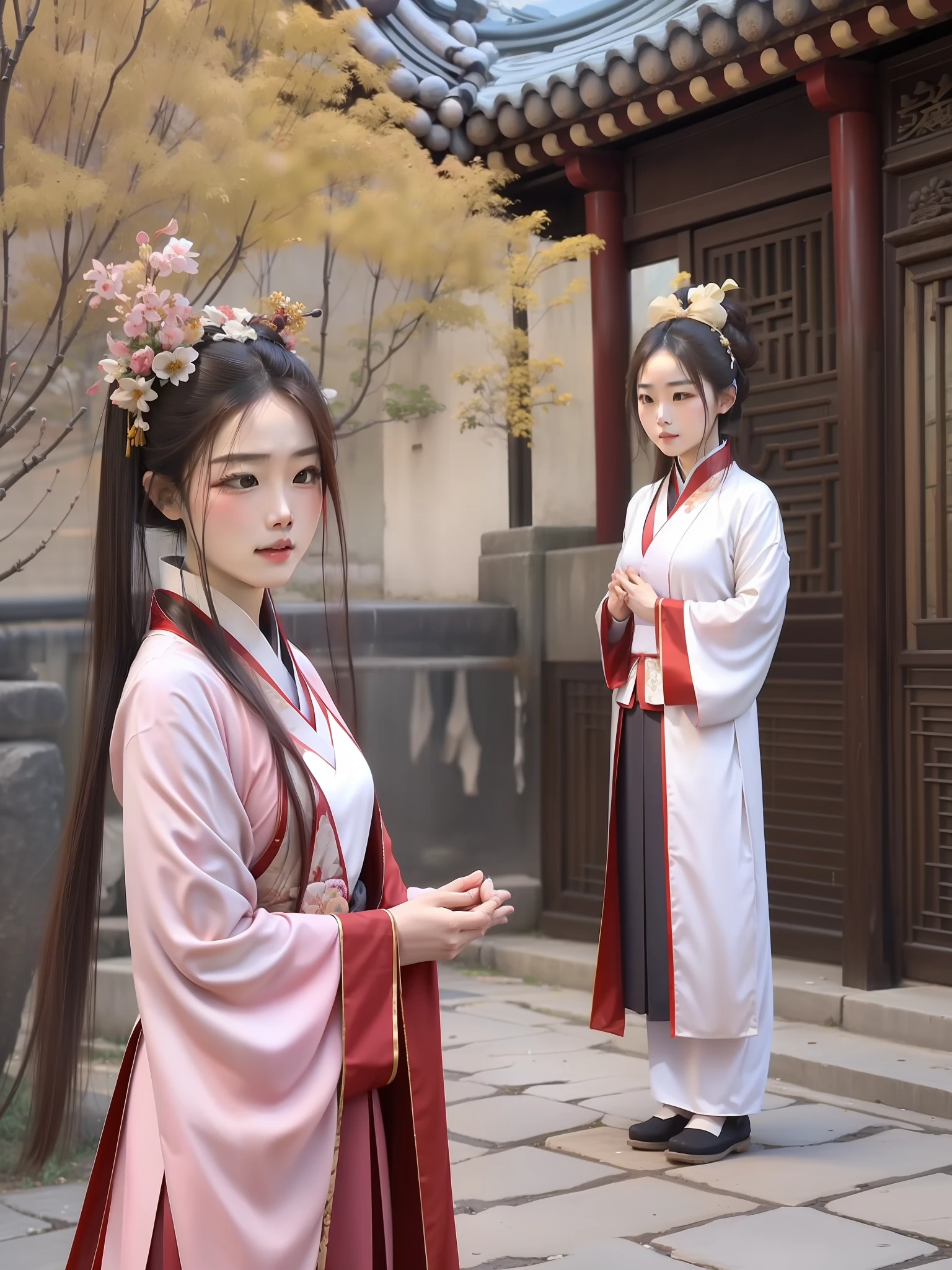 Chinese beauties wear Hanfu,Pray at Kannon Temple
