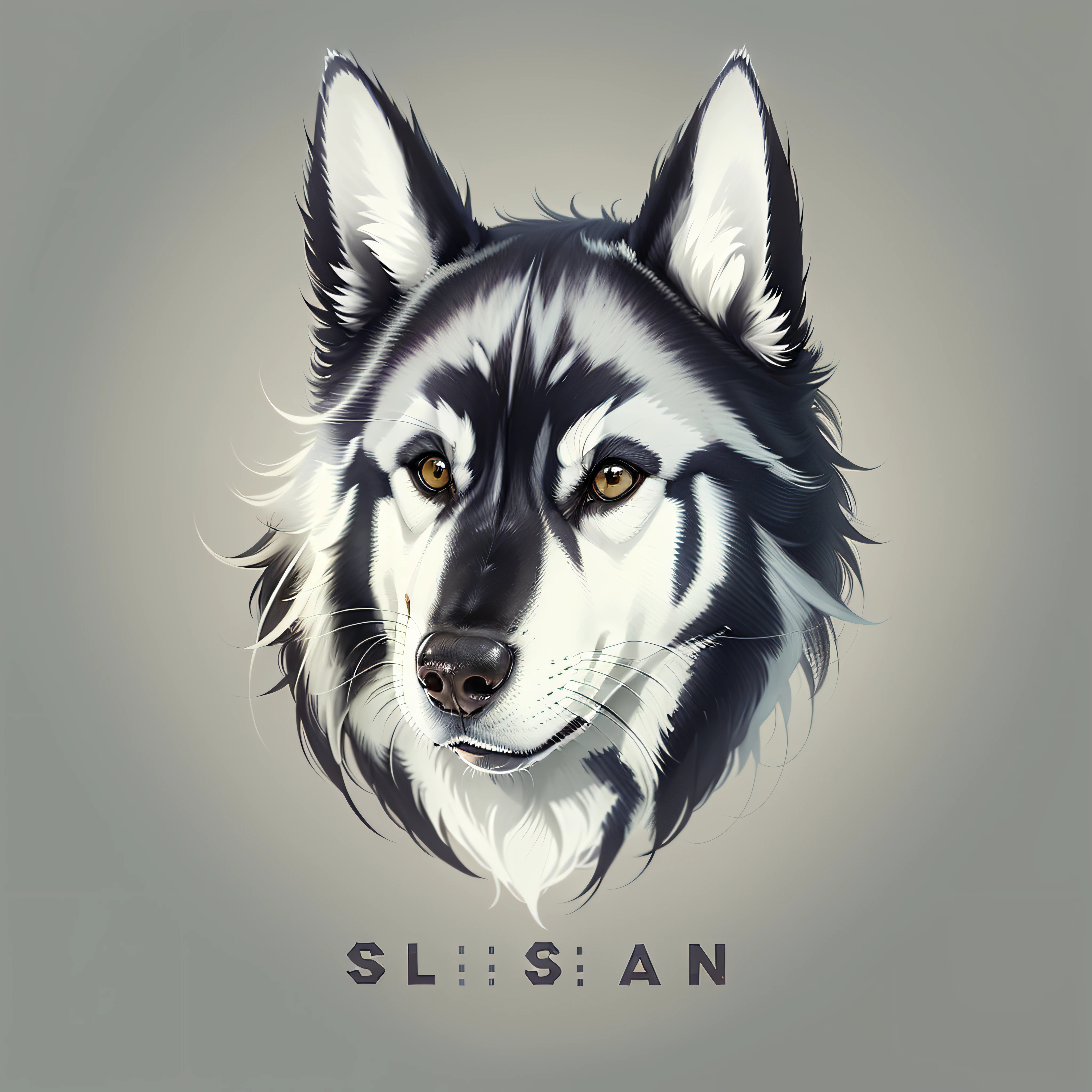Siberian Husky simple logo vector, black and white , on white background