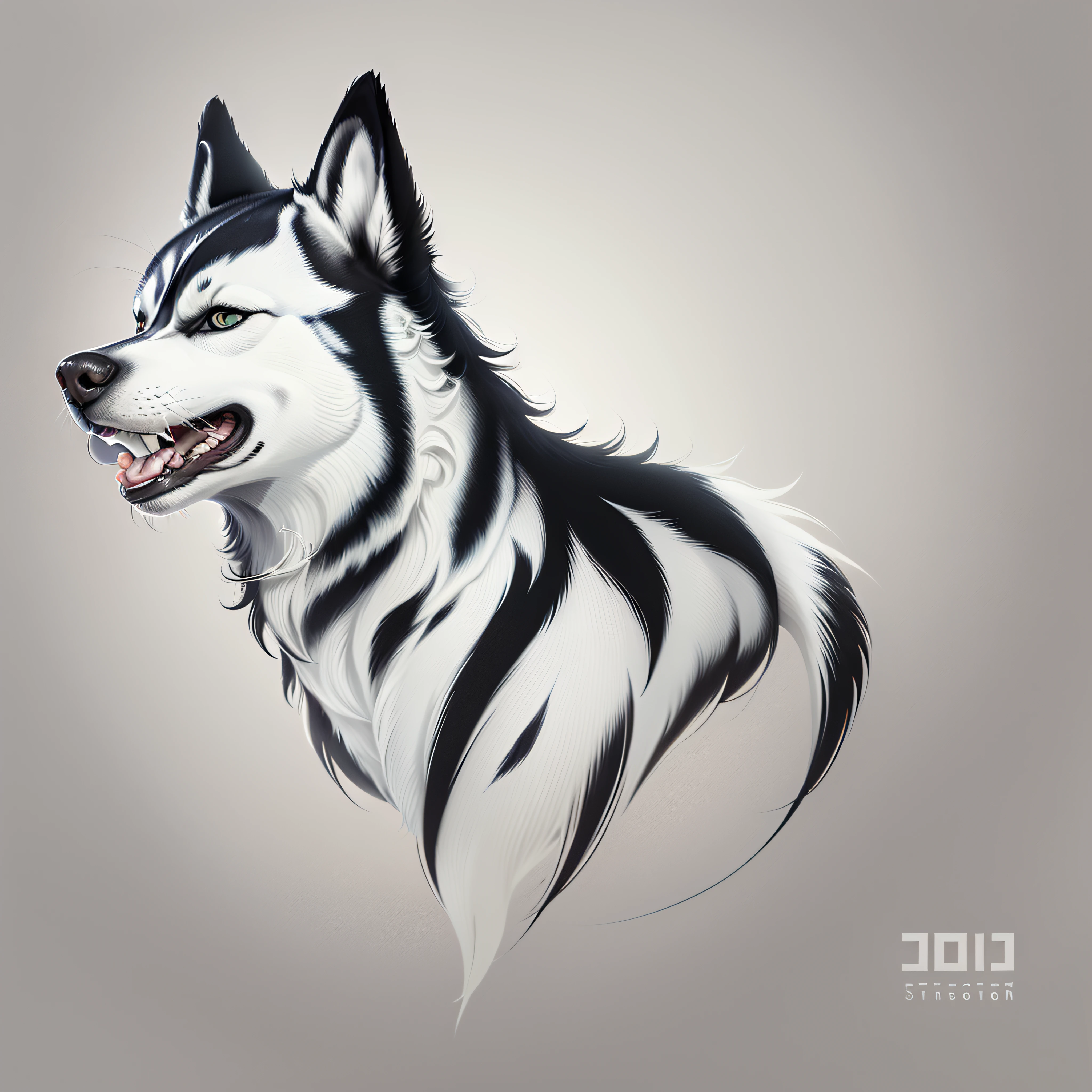 Siberian Husky simple logo vector, black and white , on white background