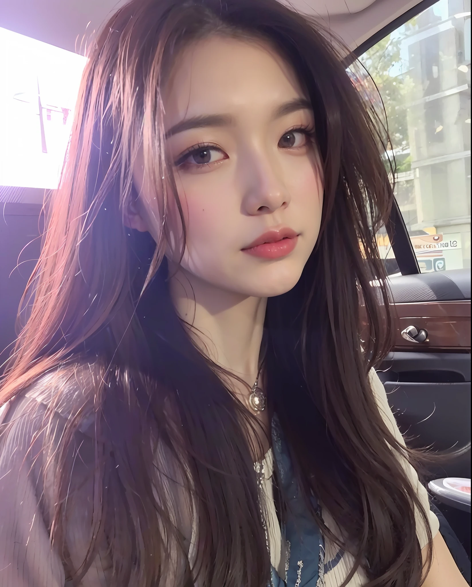 best quality, masterpiece, highres, 1girl, necklace, jewelry, Beautiful face, upon_body, tyndall effect, photorealistic, dark studio, rim lighting, two tone lighting, Korean girl, brown hair, (high detailed skin:1.2), 8k uhd, dslr, soft lighting, high quality, volumetric lighting, candid, Photograph, high resolution, 4k, 8k, Bokeh,