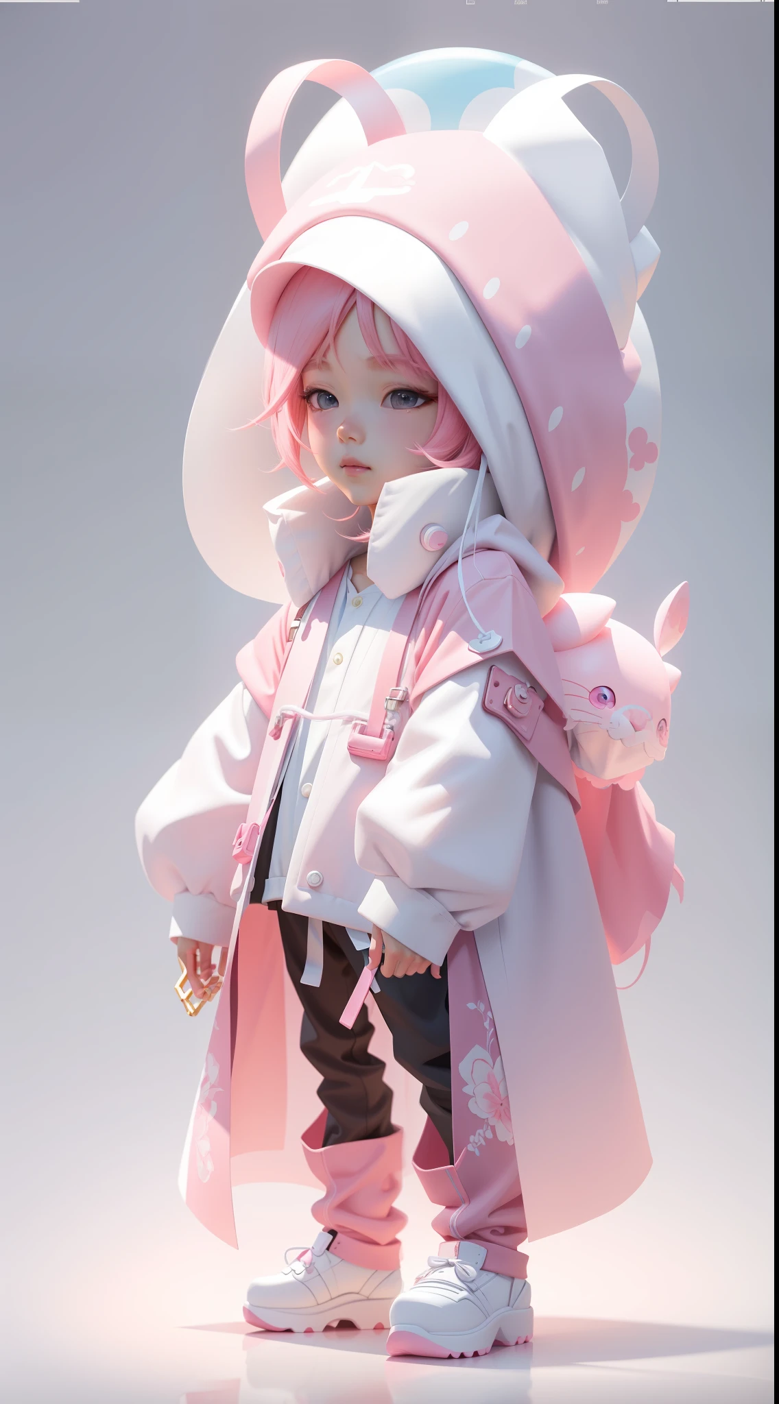 Close-up of a man dressed in pink and a white hat, Guviz-style artwork, Guviz, by Russell Dongjun Lu, trending on cgstation, anime styled 3d, cute character, Cute detailed digital art, 8K high quality detailed art, lovely art style, Stylized anime, render of a cute 3d anime girl
