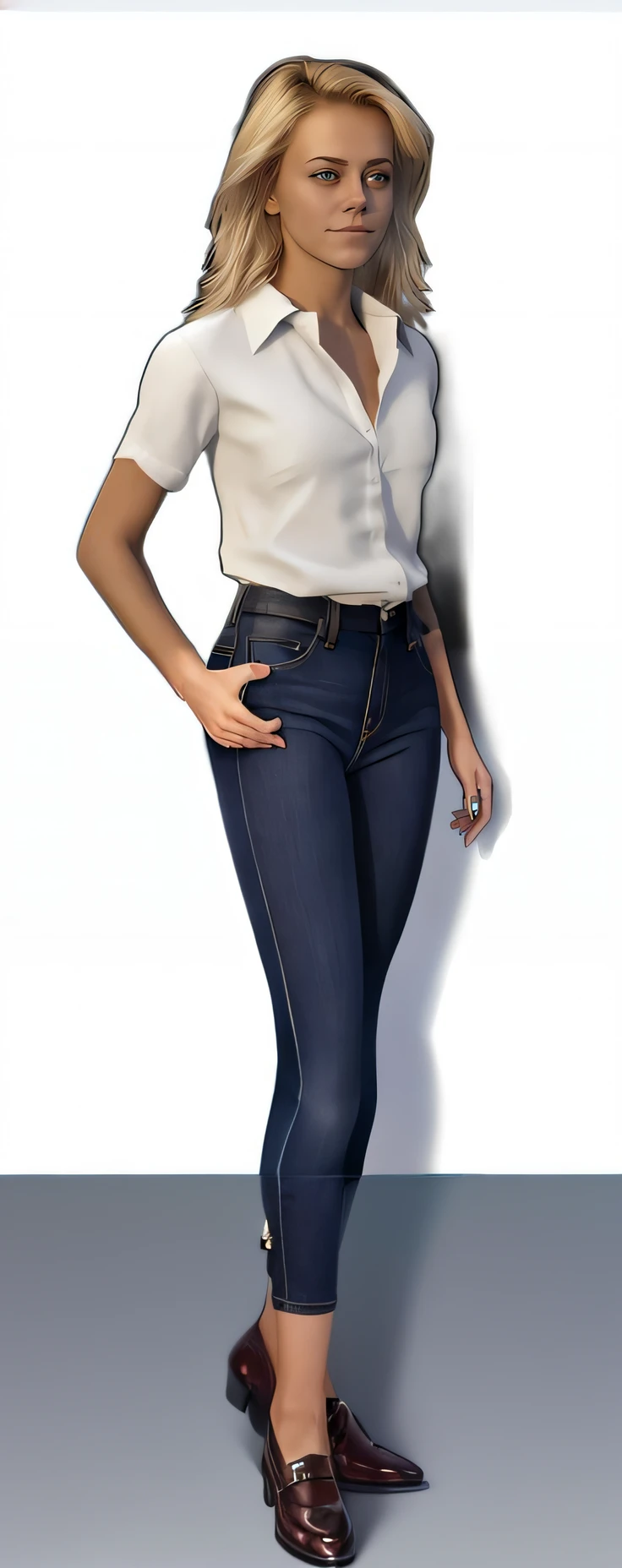 Black jeans, Dark brown leather shoes