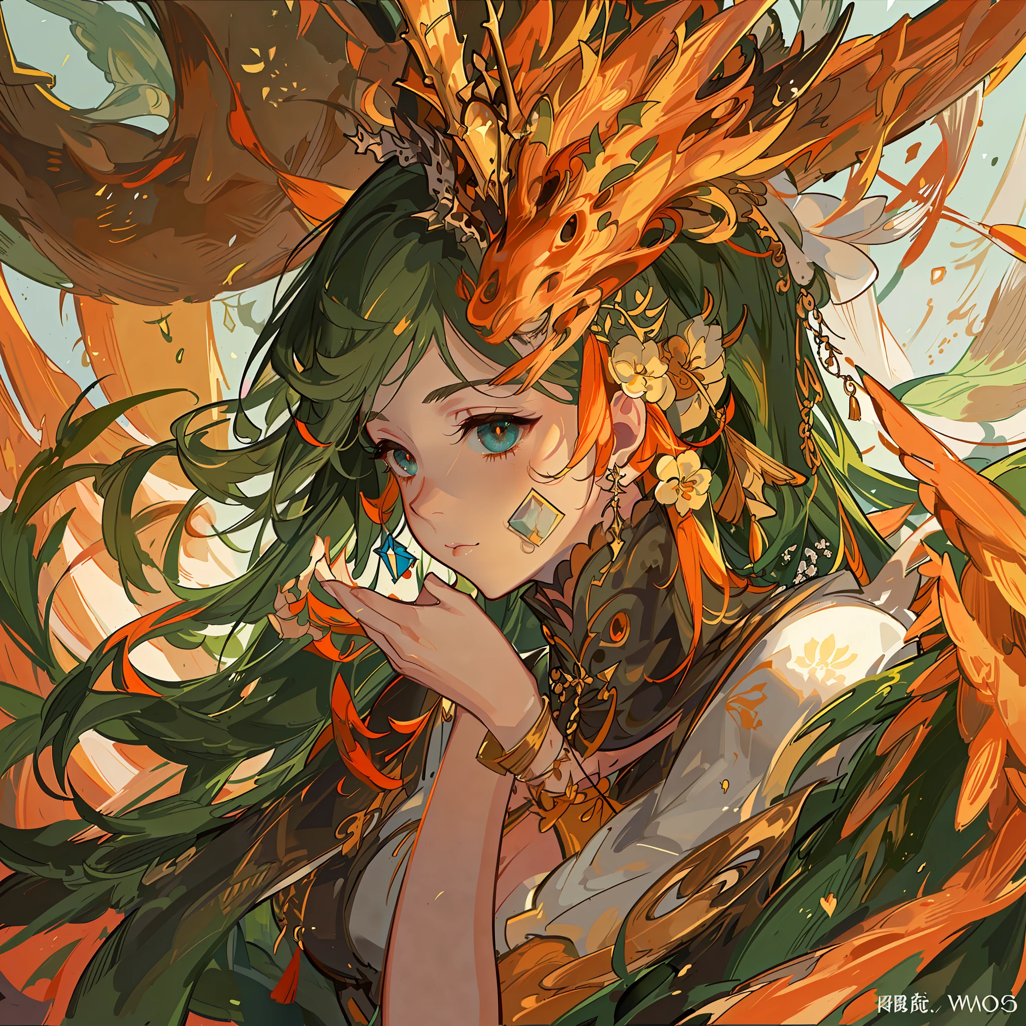 anime,card,tarot,style,illustration,artstyle,(2.5D), (Face Details: 1.4), Mr. Long, Authoritative Anime, Art Station, Nguyen Jiahe Art Germ, Light and Shadow Art, Beauty, Exquisite Facial Features, Art Atmosphere)), (Feminine, Fantasy Illustration, Pancheng Wei, Epic, Phoenix Bell, Top Shot, Exquisite Character Art), (Dragon, Exquisite, CG Society), ( Gorgeous tones, orange tones), (advanced light, contrast, strong deep shadows), (aesthetic, pure beauty), (perfect, detailed and well equipped), (simple line art, echoes of light and shadow),Graphic illustration,Graphic illustration,geometric shapes,closeup cleavage
