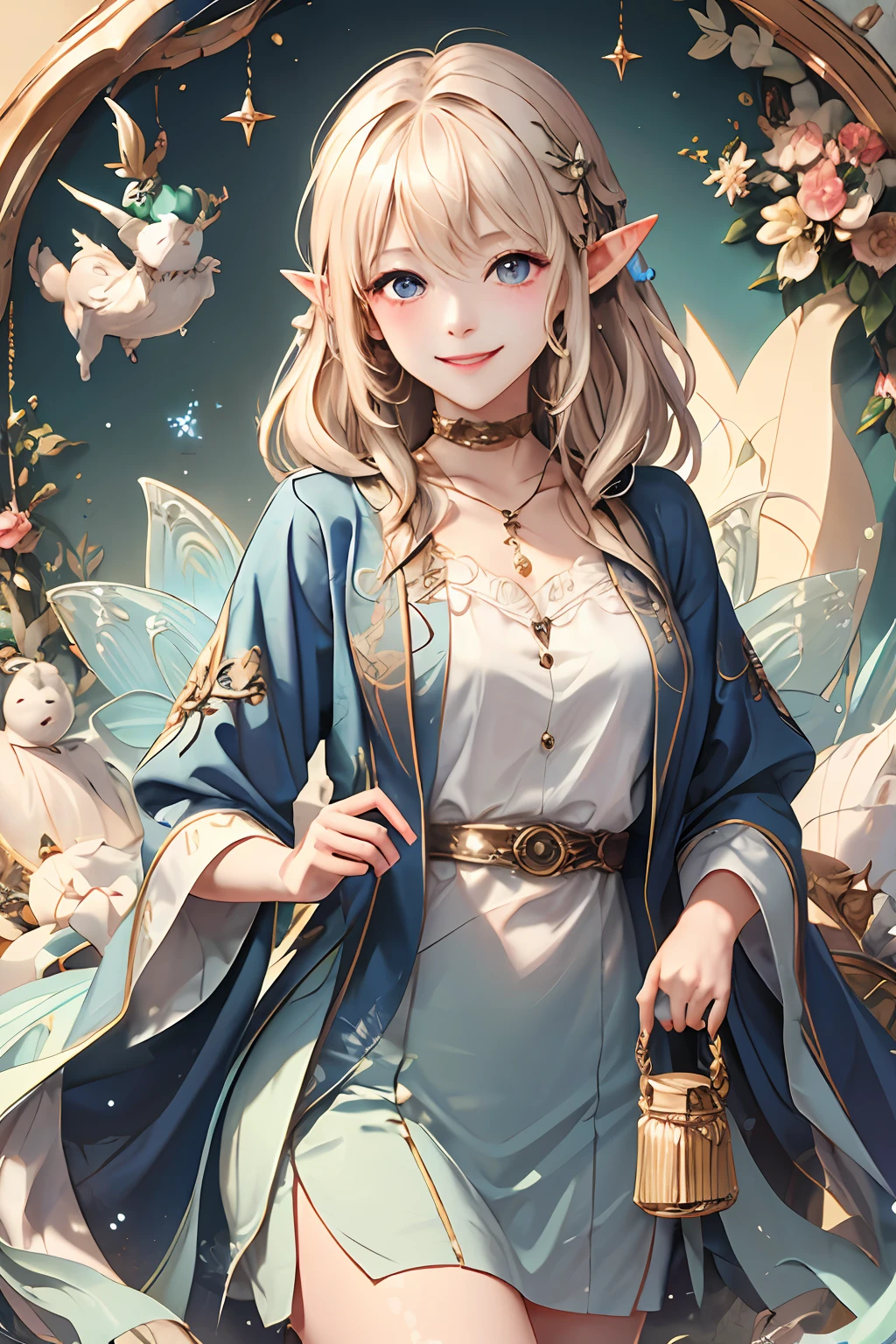Welcome to the unknown、Elves will guide you、kindly smile、Beautiful girl with a sense of transparency、beautiful fairies