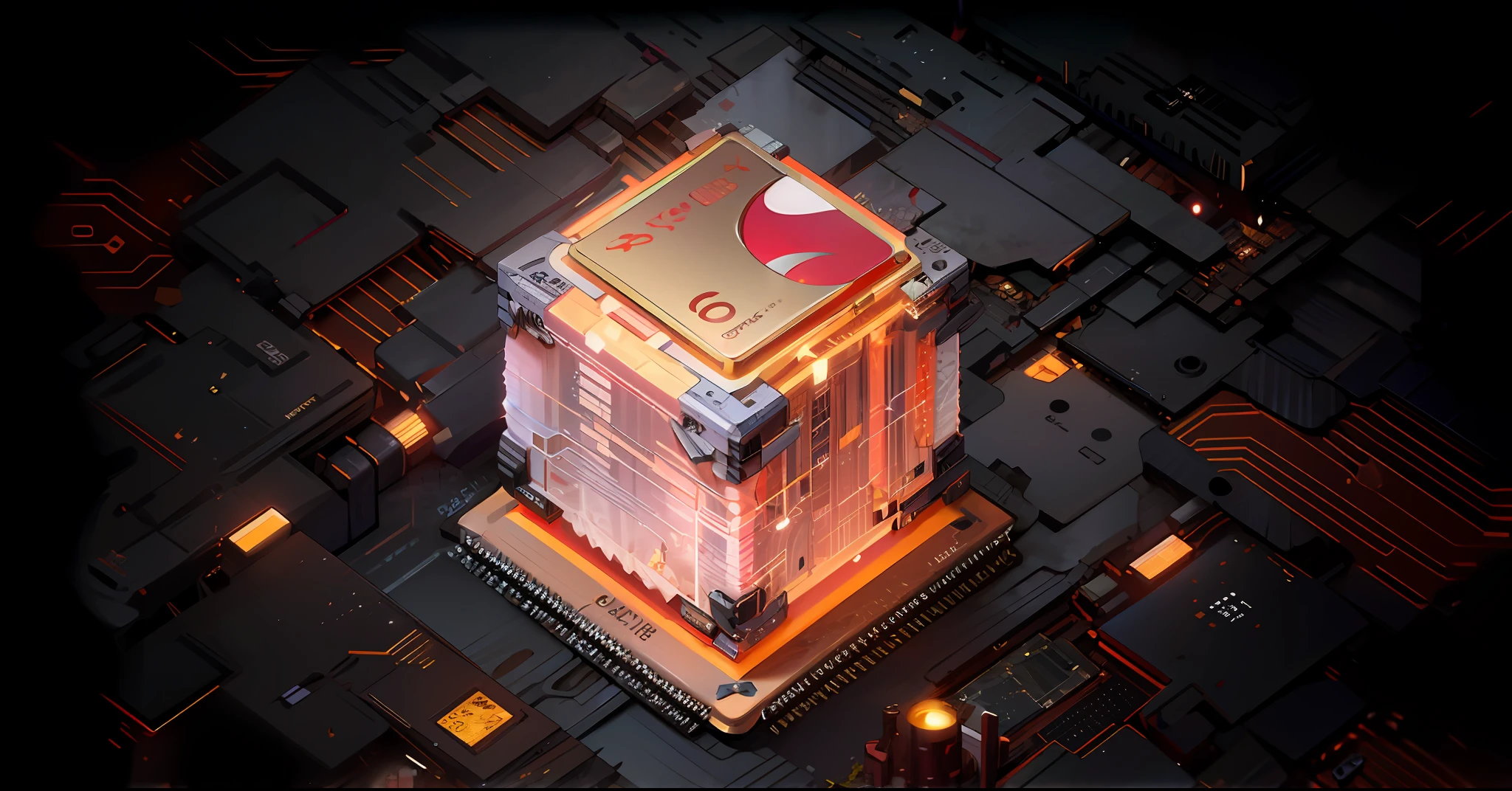 imagem arafed de um processador snapdragon da qualccon vermelho no topo, Wafer GPU CPU, Gpu, octa 8k |, Crisp 8K detail, 4 0 MP, 40MP, processador, 3840x2160, 3840 x 2160, tiro de close-up, 24MP, 2 4 MP, CPU