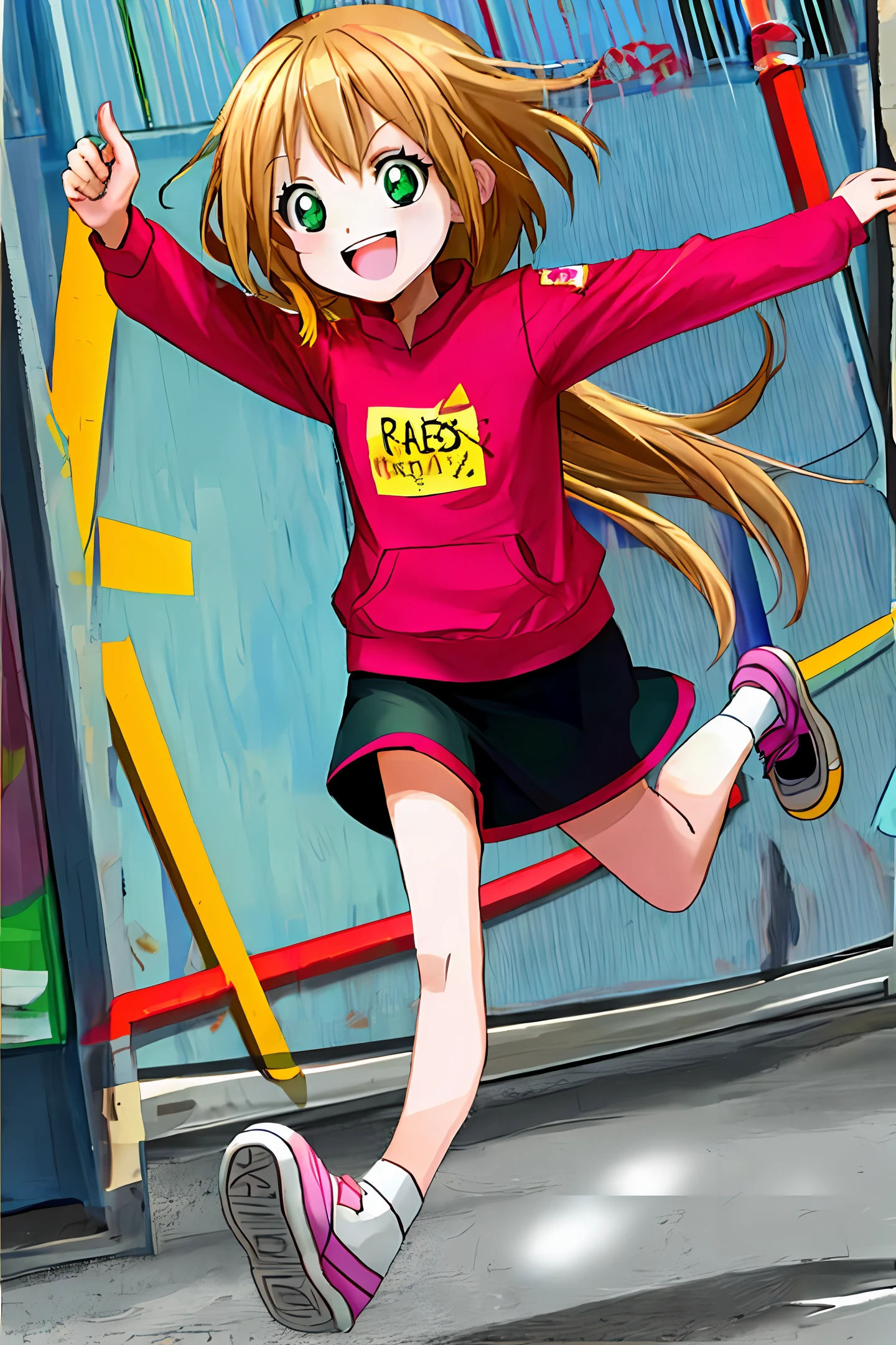 A little girl ran in the alley in panic