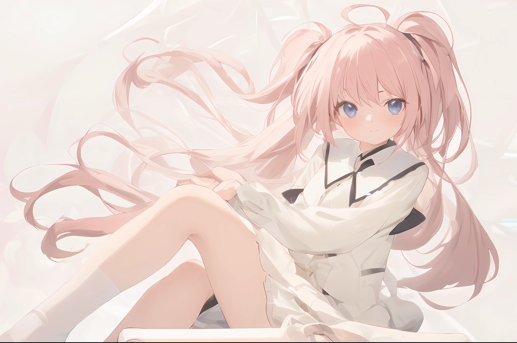 Anime girl with pink hair sitting on table in school uniform, Smooth anime CG art, Beautiful Anime High School Girls, Anime girl with long hair, Surrealism female students, Realistic schoolgirl, seductive anime girls, Surrealism female students, Cute anime girl, up of young anime girl, Anime art wallpaper 8 K, attractive anime girls, Beautiful anime girl