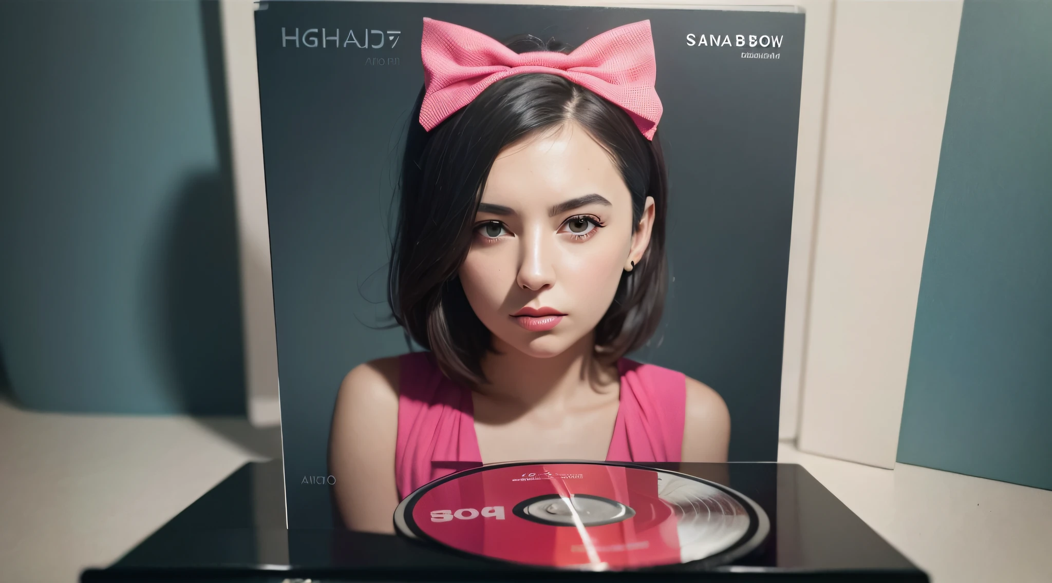 a close up of a cd with a picture of a girl with a bow on it, album cover!, new album cover, foto realista, music album cover, cd jacket, an album cover, maia sandu hyperrealistic, photorealistic music album cover, sofya emelenko, uploaded, digital artwork, cd cover artwork, photo shoot, cd, album cover