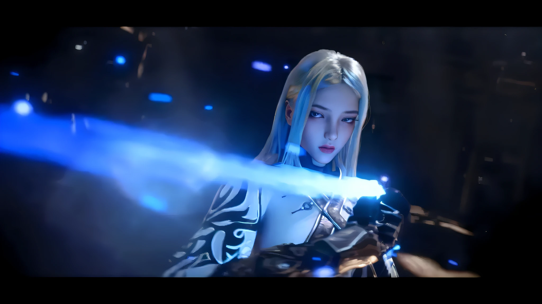 mulher arafed com uma espada em um quarto escuro, Estilo Lineage 2 Revolution, Jogo CG, da linhagem 2, unreal engine render + uma deusa, Cinematic Shadowbringers, epic 8 k hd anime shot, Da NCSOFT, cinematic goddess shot, MMORPG coreano, KDA, Trend in CGTacing:, ps5 cinematic screen capture --auto