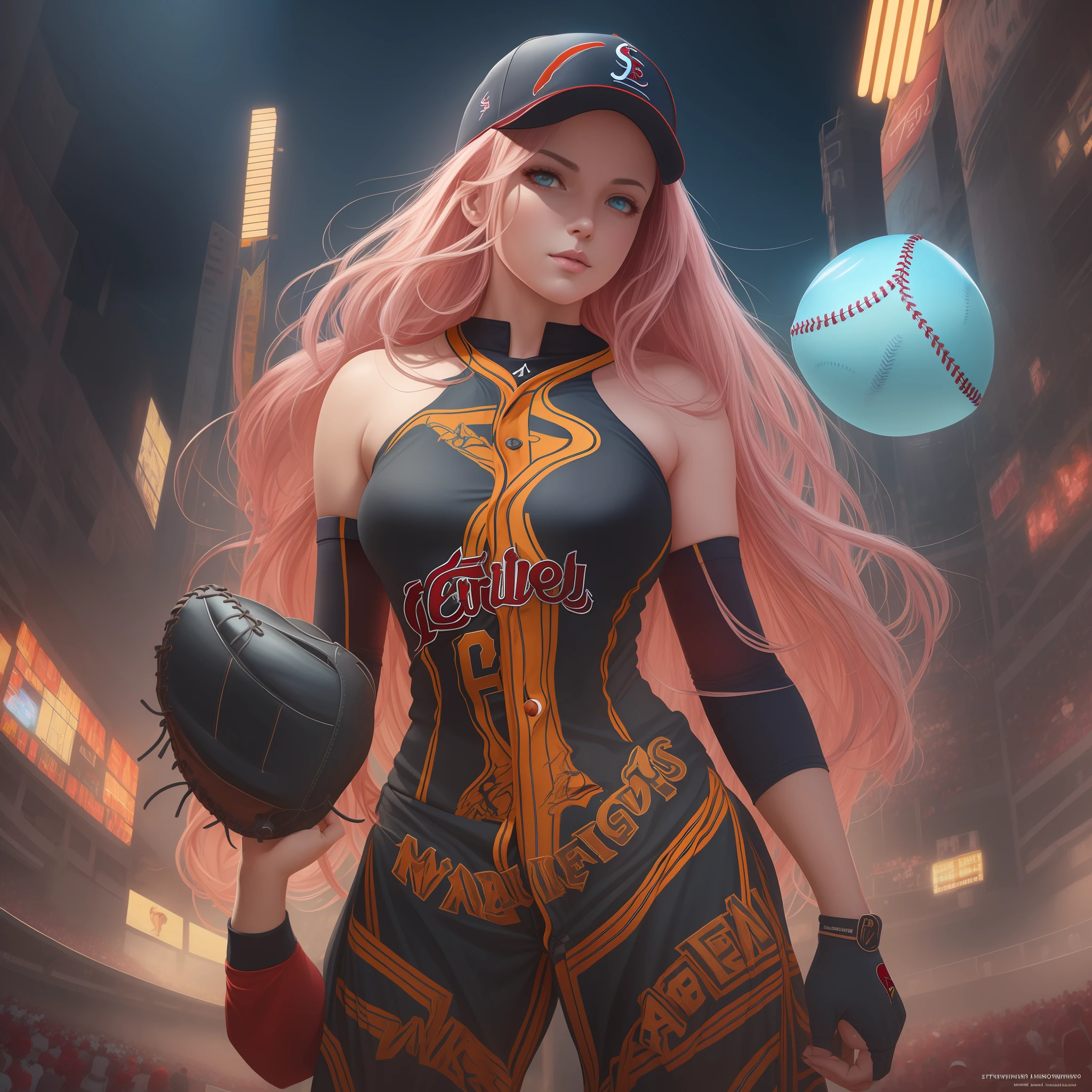 Teddi Mansueto, full body potrait of a photorealistic beautiful woman, (spectating a baseball game:1.5), hands in pockets:1.25, staring at camera in front, intense coloration fantasy, light hair, a stunning realistic photograph 20 years , random colored hair, (St Louis Cardinals fan fashion:1.3), random color eyes, full body, cover, hyperdetailed painting, luminism, octane render, Bar lighting, complex, 8k resolution concept art portrait by Martina Fačková and Prywinko Art, Artgerm, WLOP, Alphonse Mucha, Tony Taka, fractal isometrics details bioluminescence, hypereallistic cover photo awesome full color, hand drawn, bright, gritty, realistic, davinci, erte .12k, intricate. hit definition , cinematic,Rough sketch, mix of bold dark lines and loose lines, bold lines, on paper , real life human