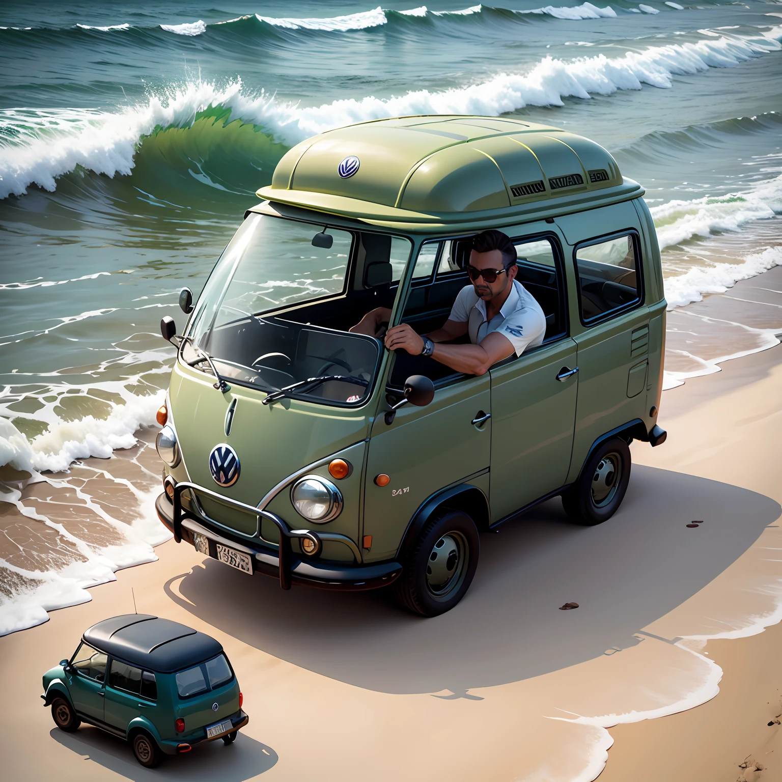 Uma Volkswagen Kombi em forma do mini submarino Titan --auto