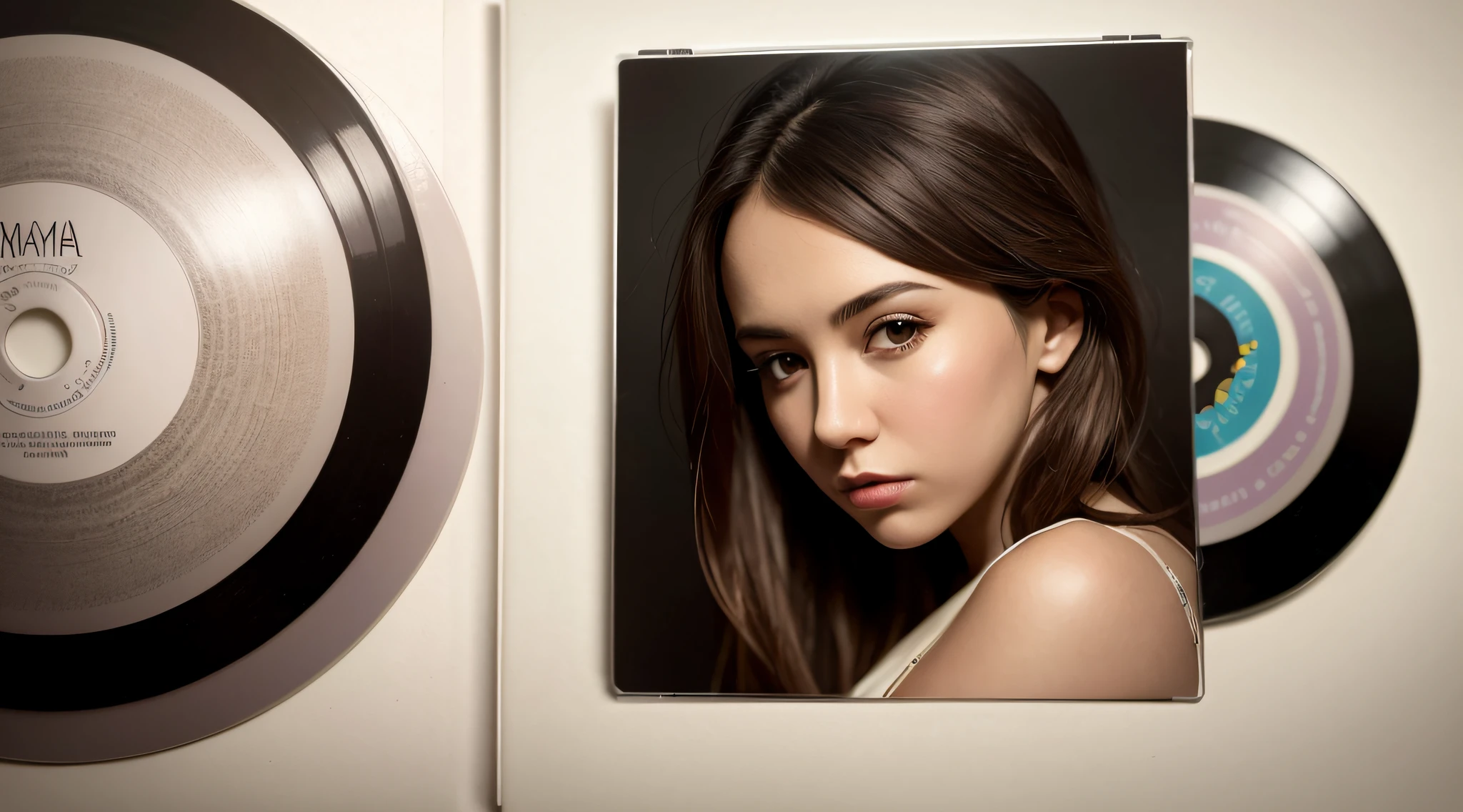 a close up of a cd with a picture of a girl with a bow on it, album cover!, new album cover, foto realista, music album cover, cd jacket, an album cover, maia sandu hyperrealistic, photorealistic music album cover, sofya emelenko, uploaded, digital artwork, cd cover artwork, photo shoot, cd, album cover
