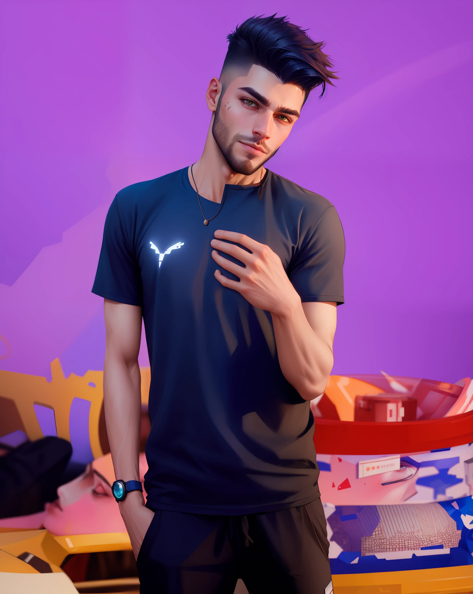 Change background cyberpunk handsome boy, realistic face, 8k, ultra realistic,