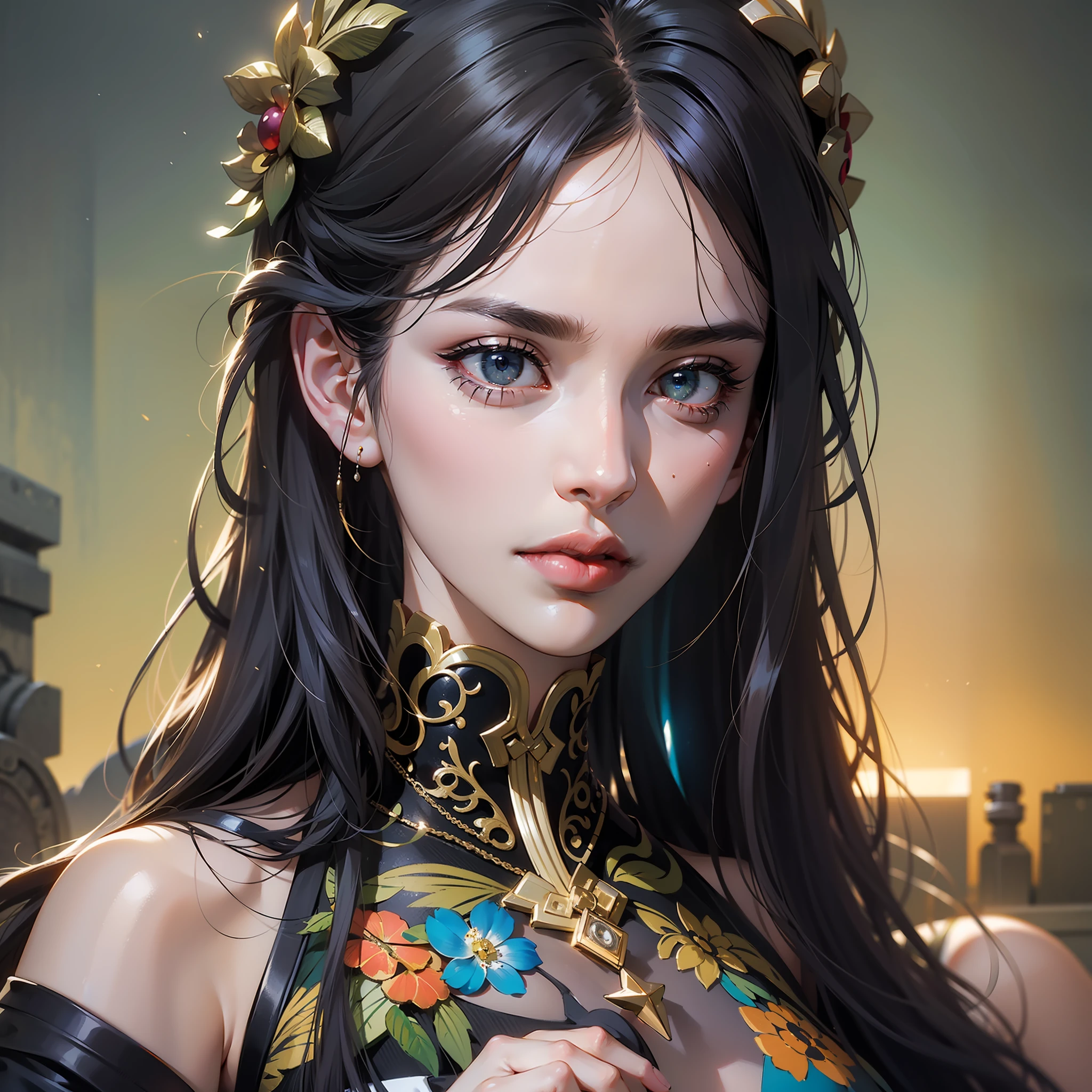 Waist high Portrait of an exotic beautiful caucasian woman wearing trendy clothing at a beach, perfect detailed face, detailed symmetric hazel eyes with circular iris, realistic, stunning realistic photograph, 3d render, octane render, intricately detailed, cinematic, trending on artstation, Isometric, Centered hipereallistic cover photo, awesome full color, hand drawn, dark, gritty, mucha, klimt, erte 12k, high definition, cinematic, neoprene, behance contest winner, portrait featured on unsplash, stylized digital art, smooth, ultra high definition, 8k, unreal engine 5, ultra sharp focus, intricate artwork masterpiece, ominous, epic, TanvirTamim, trending on artstation, by artgerm, h. r. giger and beksinski, highly detailed, vibrant