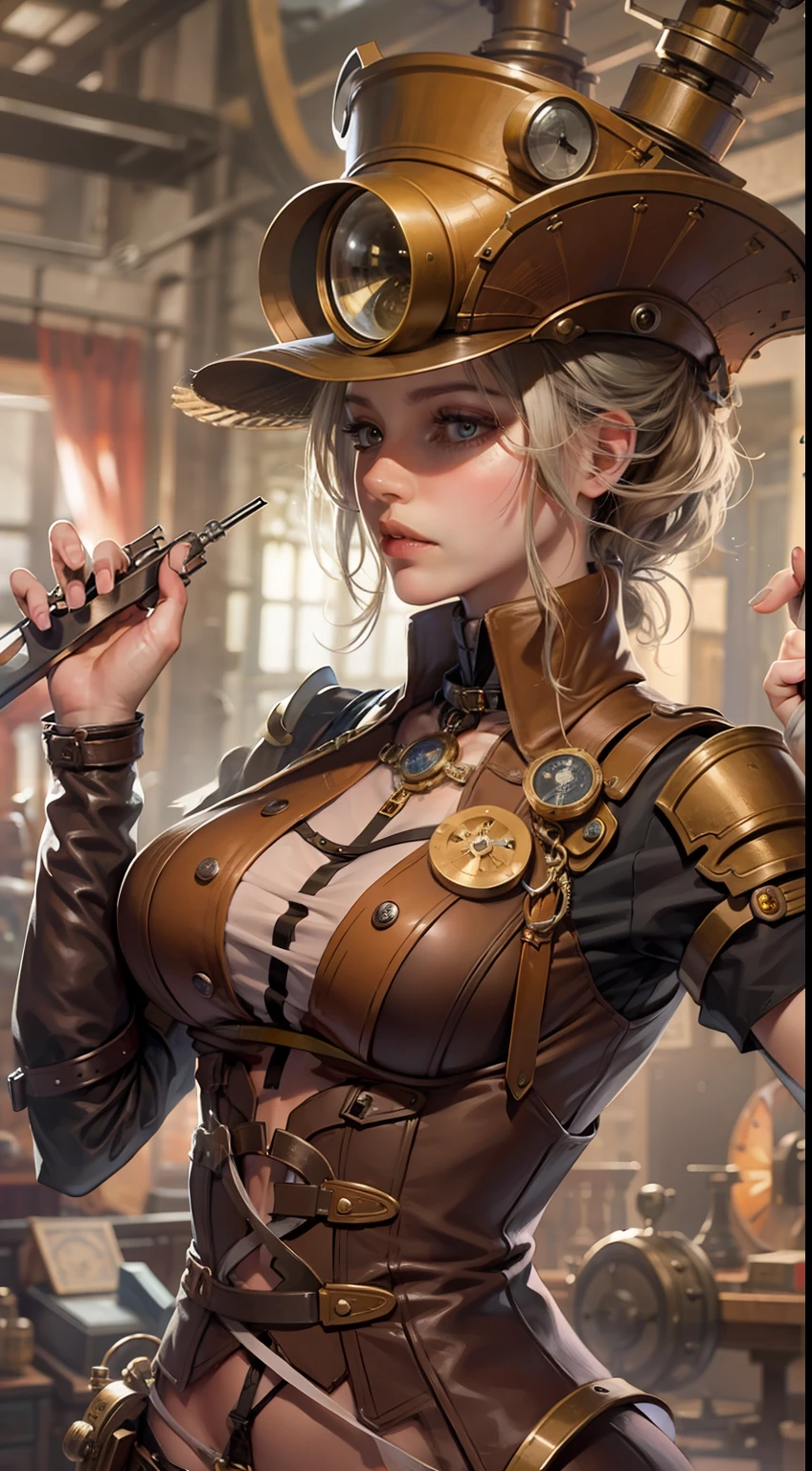 female Steampunk inventor