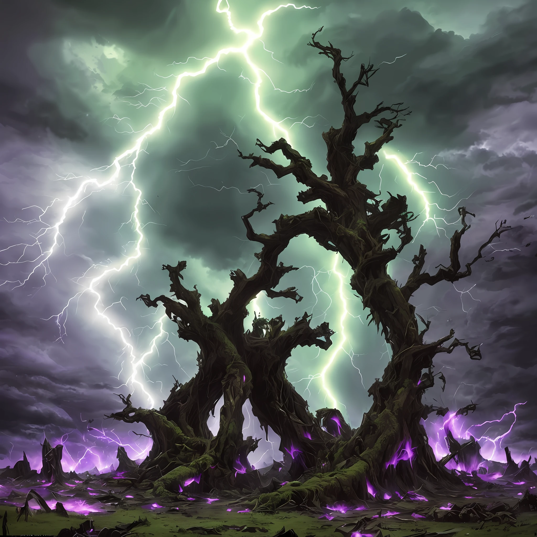 There was a sudden sound in the void that seemed to tear the heavens and the earth，A purple heavenly thunder was like the light of annihilation，It rumbled down on his massive tree