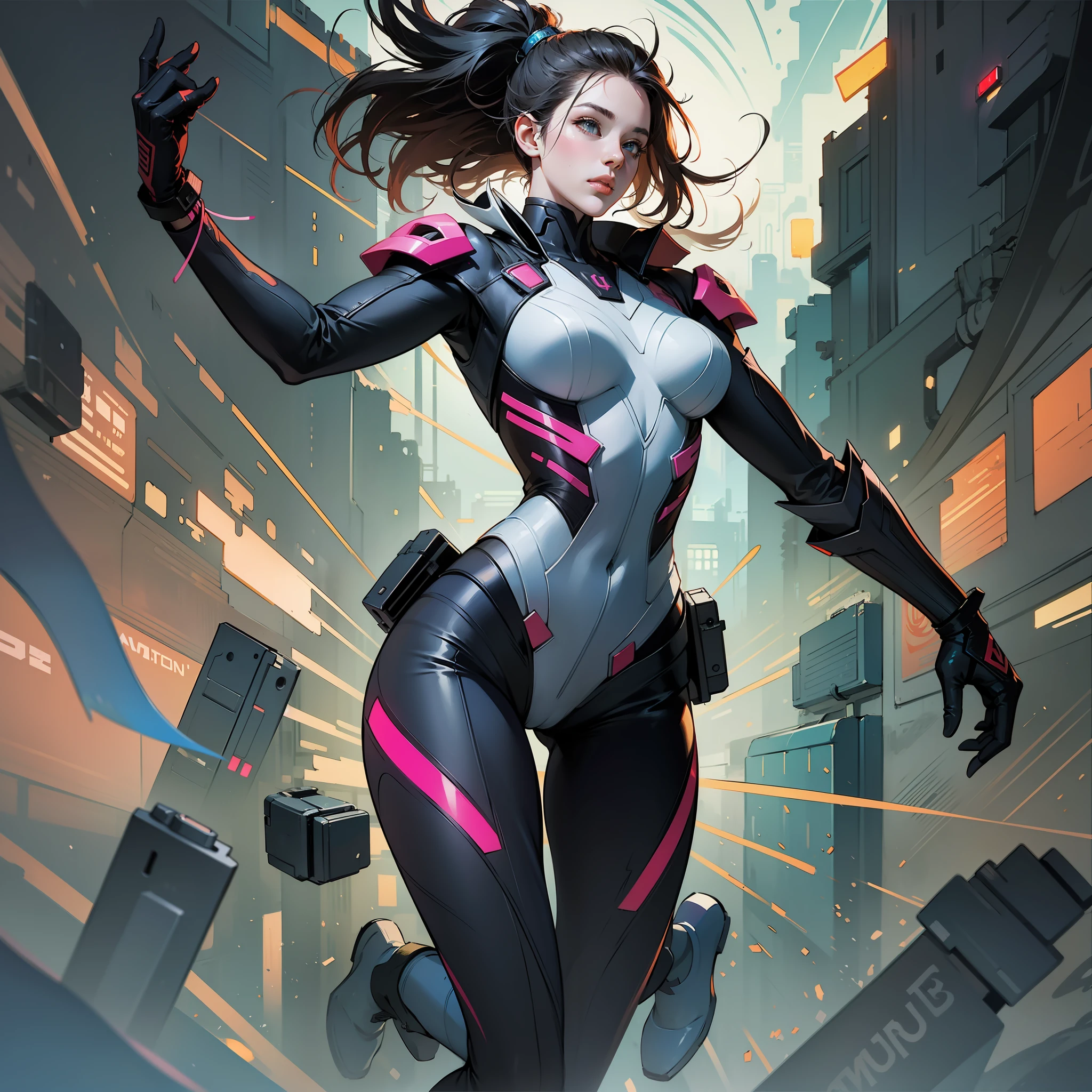 sticker of a artemis from dc comic, full body, Kim Jung gi, freedom, soul, digital illustration, comic style, cyberpunk, perfect anatomy, centered, approaching perfection, dynamic, highly detailed, watercolor painting, artstation, concept art, smooth, sharp focus, illustration, art by Carne Griffiths and Wadim Kashin ,