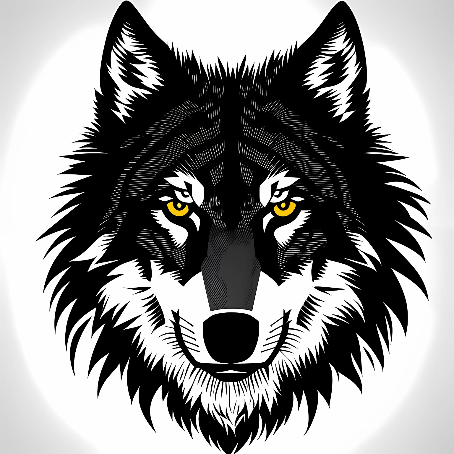 Create Logo with wolf head image in white and black background --auto