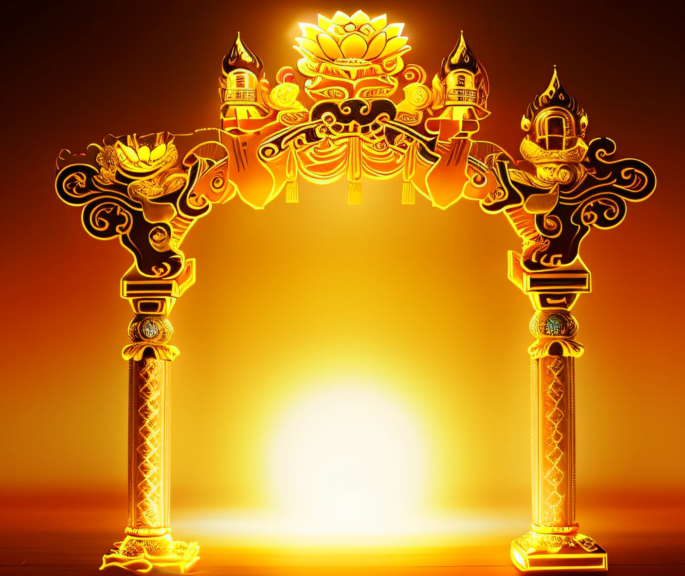 tmasterpiece,超高分辨率,3Drenderingof,golden pillars,decorated in white,archs,