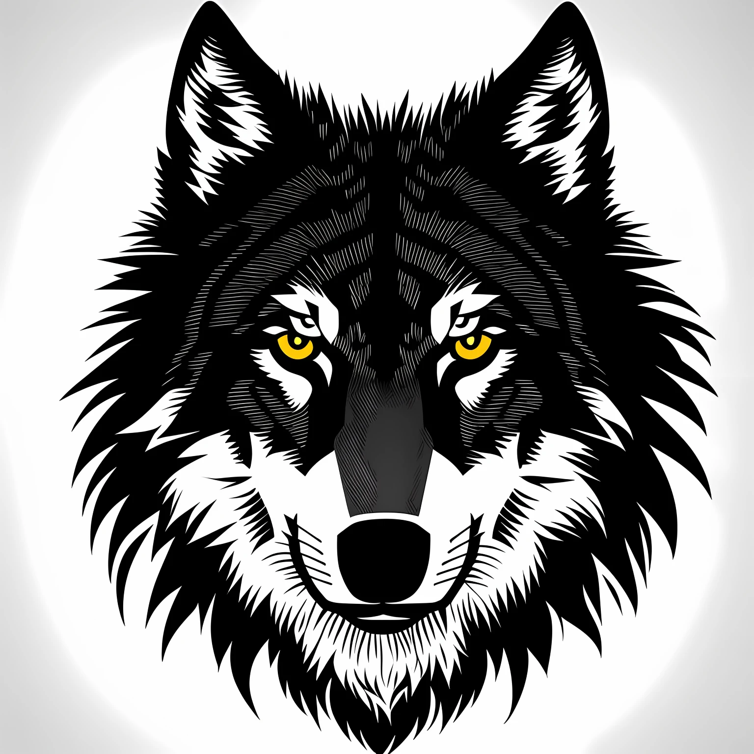 Create Logo with wolf head image in white and black background --auto