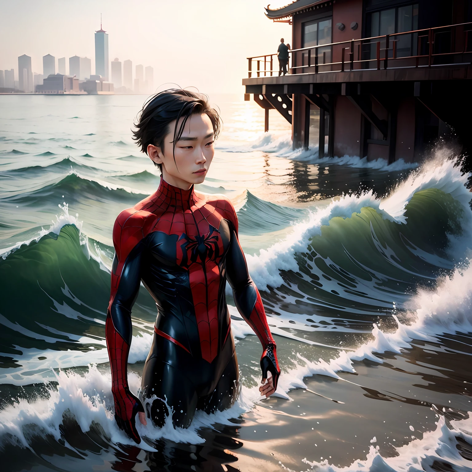 Spidey,beijing,North Sea,water ink,8k。 --auto
