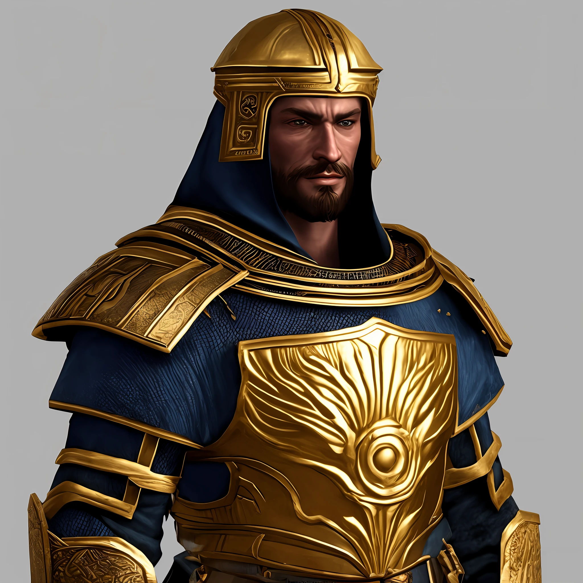 imagem arafed de um homem em armadura com uma espada, Paladino masculino, Arsen Lupin como um paladino, Armadura dourada de Paladin, armadura dourada pesada, personagem de fantasia hiperdetalhado, armadura de ouro pesado, um paladino masculino humano, armadura pesada de ouro. Dramatic, Guan Yu, usando armadura dourada, picture of a male cleric, macho atraente com armadura