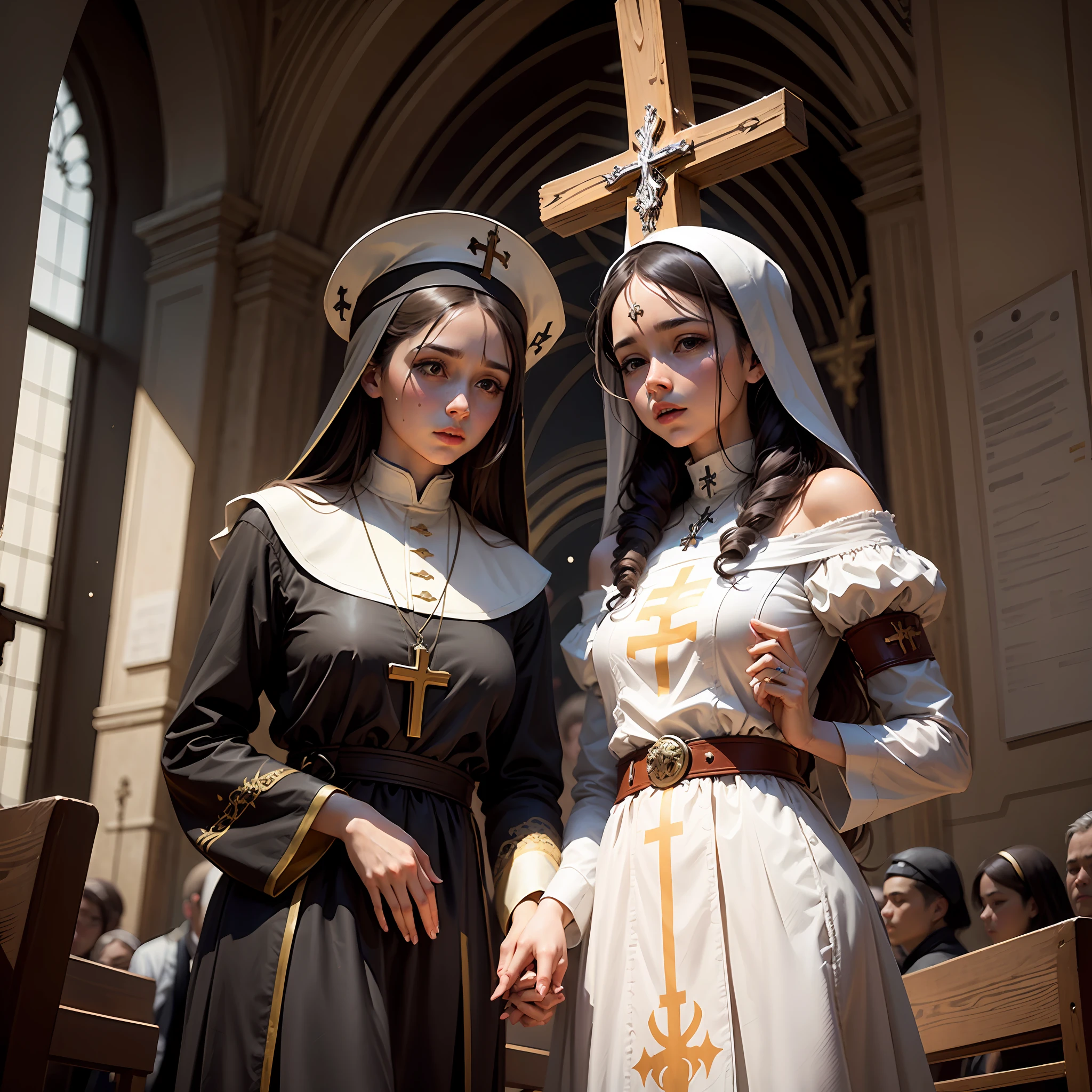 Create image with a cross with the words generation of saints within the Catholic Church --auto