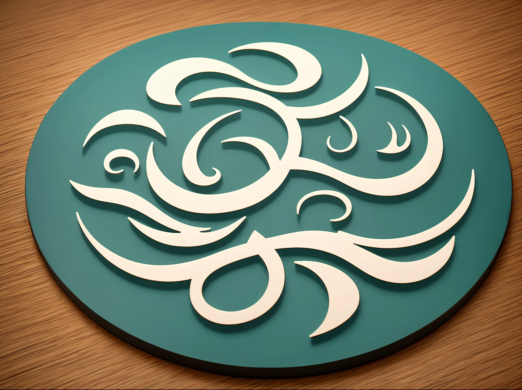 Japanese style circular logo design for the Japanese restaurant brand "umi", symbolizing the waves of the sea