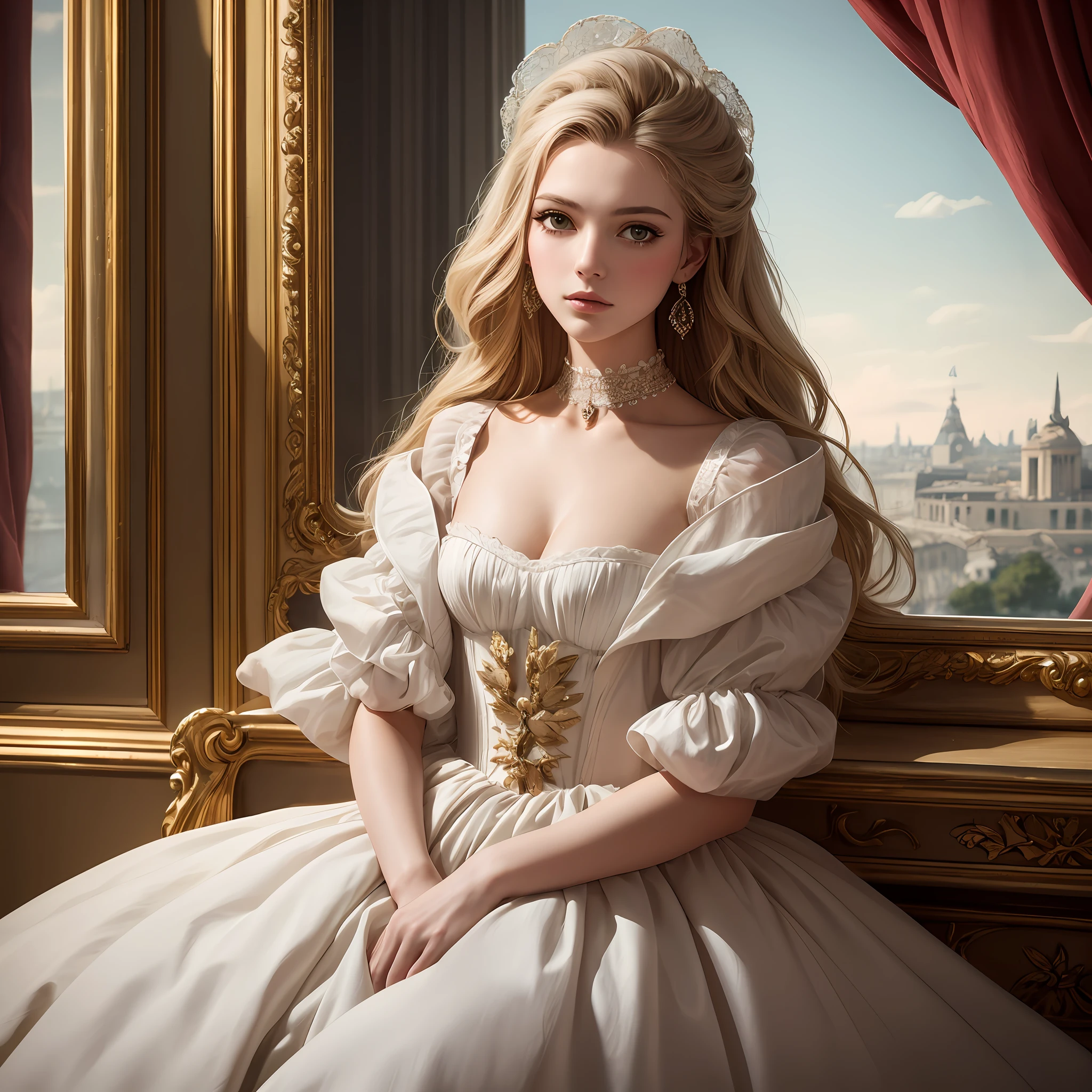 High quality(Highest Quality) , High quality(hiquality) etc ○○ detailed – ○○ details ultra detailed(Ultra-fine ) , Extremely detailed(Extremely detailed) , Finely detailed(Fine-grained) etc ○○ res – ○○ resolution ultra high res(超A high resolution) , very high res(hight resolution) etc Realistic – Realistic Photorealistic – photorealistic beautiful – beautiful 4k , 8K , 16K – 4K image quality , 8K , 16k distinct – clearly Best Aesthetic – Supremely Aesthetic ,Marie Antoinette,Palace of Versailles,ue,((1girl in)),up hairstyle,French dress,rokoko,pannier,hoop skirt --auto