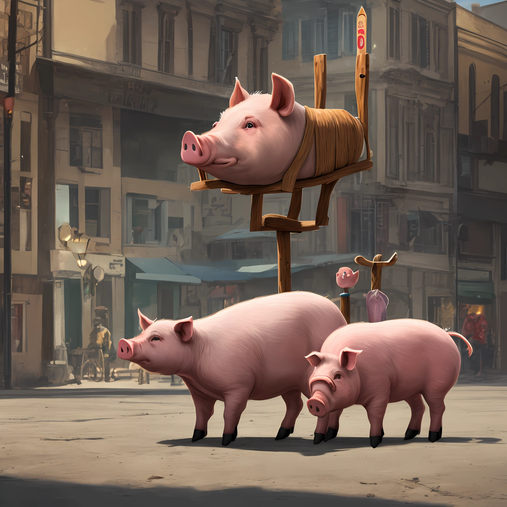 Pig on a stick, concept art, 4k --auto