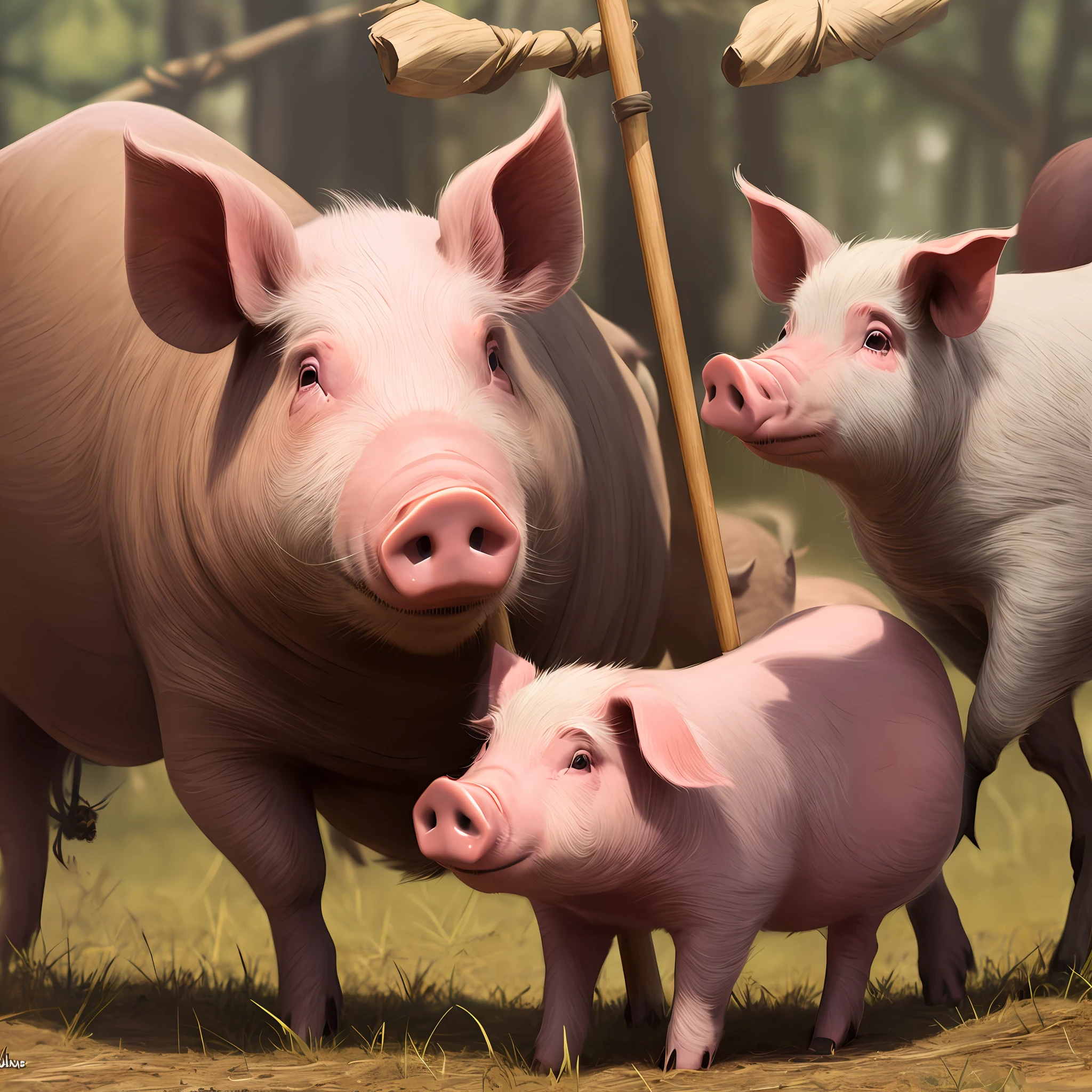 Pig on a stick, concept art, 4k --auto