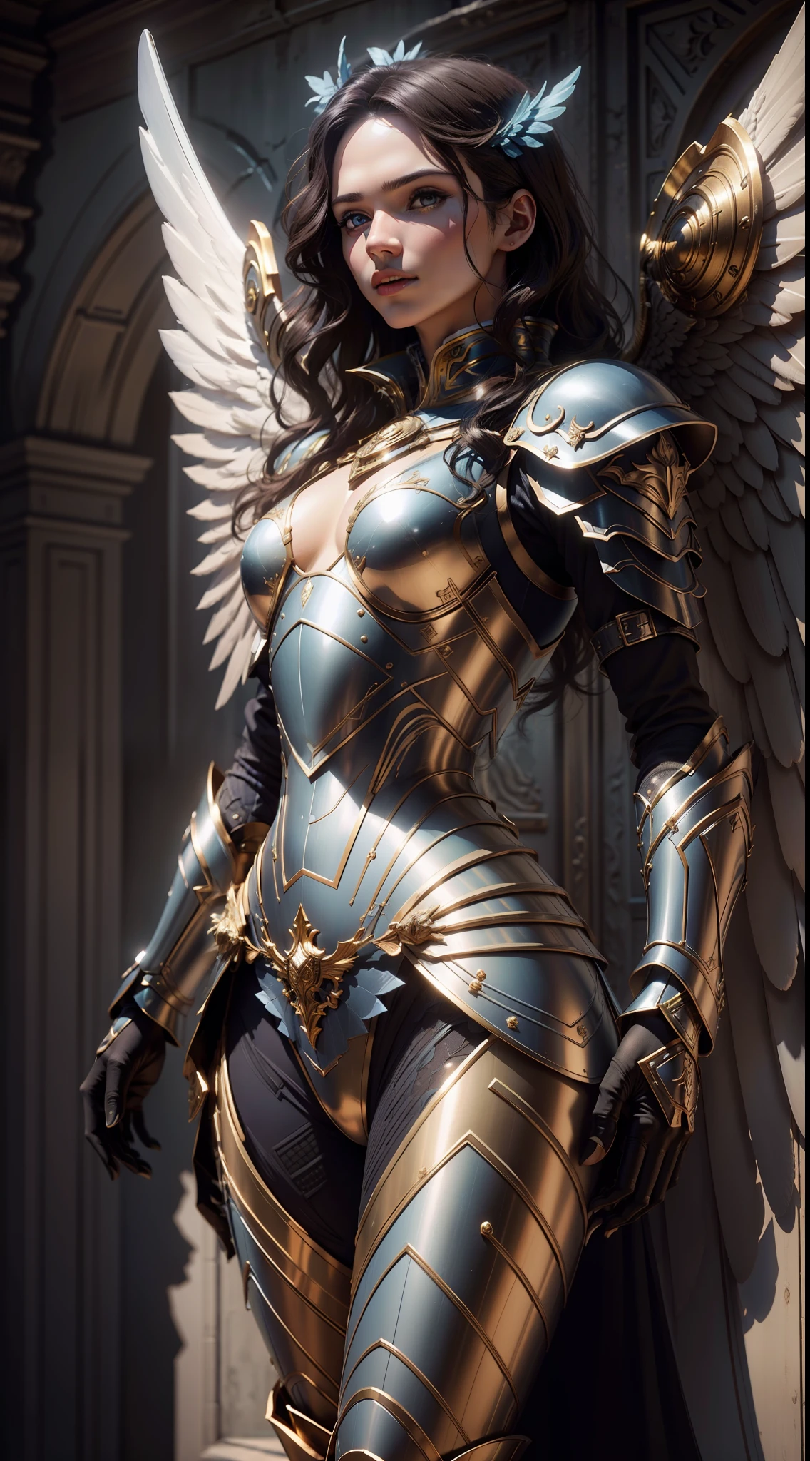 The best，tmasterpiece，CG，8K，Wallpapers，Best light and shadow，Blue Angel，angelicales，the angel's wings，Complex armor