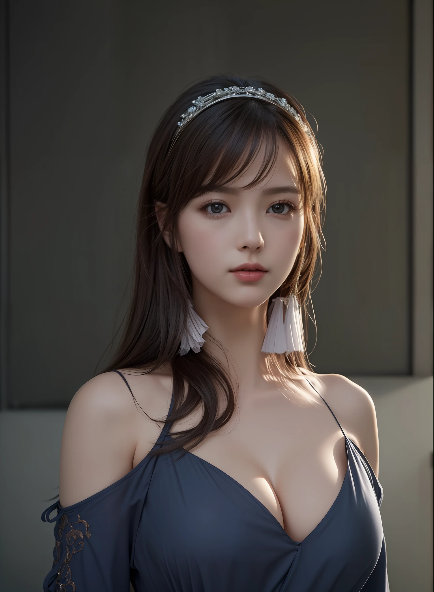 (nsfw:1.3), (masterpiece, best quality, extremely detailed 8k, ultra hd, ultra-detailed, highly detailed, highly realistic, ultra-realistic, photo realistic), (1girl:1.5), (detailed realistic skin), (realistic big breasts), slender abs, (closed mouth:1.4)