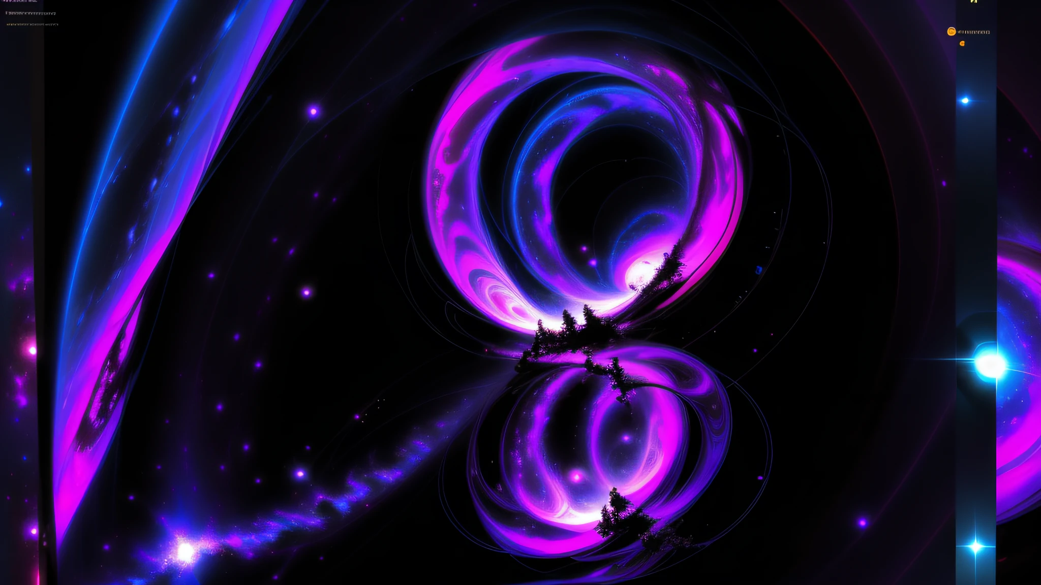 Overlapping nebulae with black holes, Tendrils in the background, lots of swirling,A lot of light is attracted，Black holes are devoured