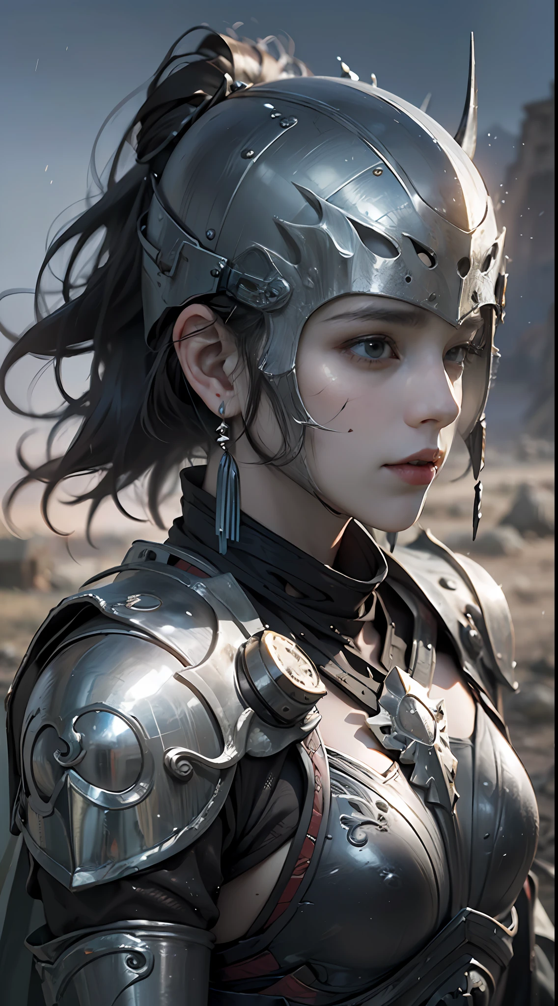 8k wallpaper，ultra - detailed，rich details​，ultraclear，8K,，Best quality at best，best qualtiy，mistic，1old-man，Black armor，Ancient Chinese general armor，（（（Sword in hand））），facing to audience，(((A withered battlefield，废墟，run-down,Wasteland，barren，A desert)))，Sadness outside，battlefiled，ancient battle field，，（（the night，Dimly lit，Dark 1.3）），Bust composition